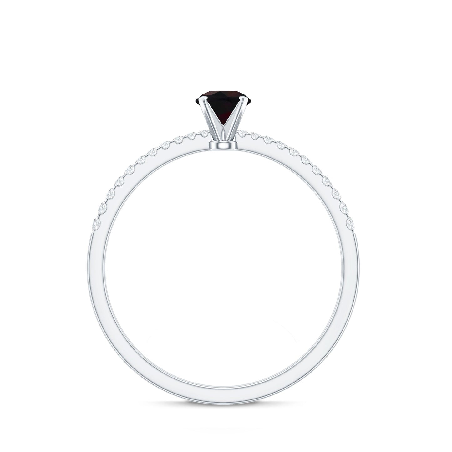 0.4 Carat Round Black Opal Solitaire Engagement Ring with Diamond