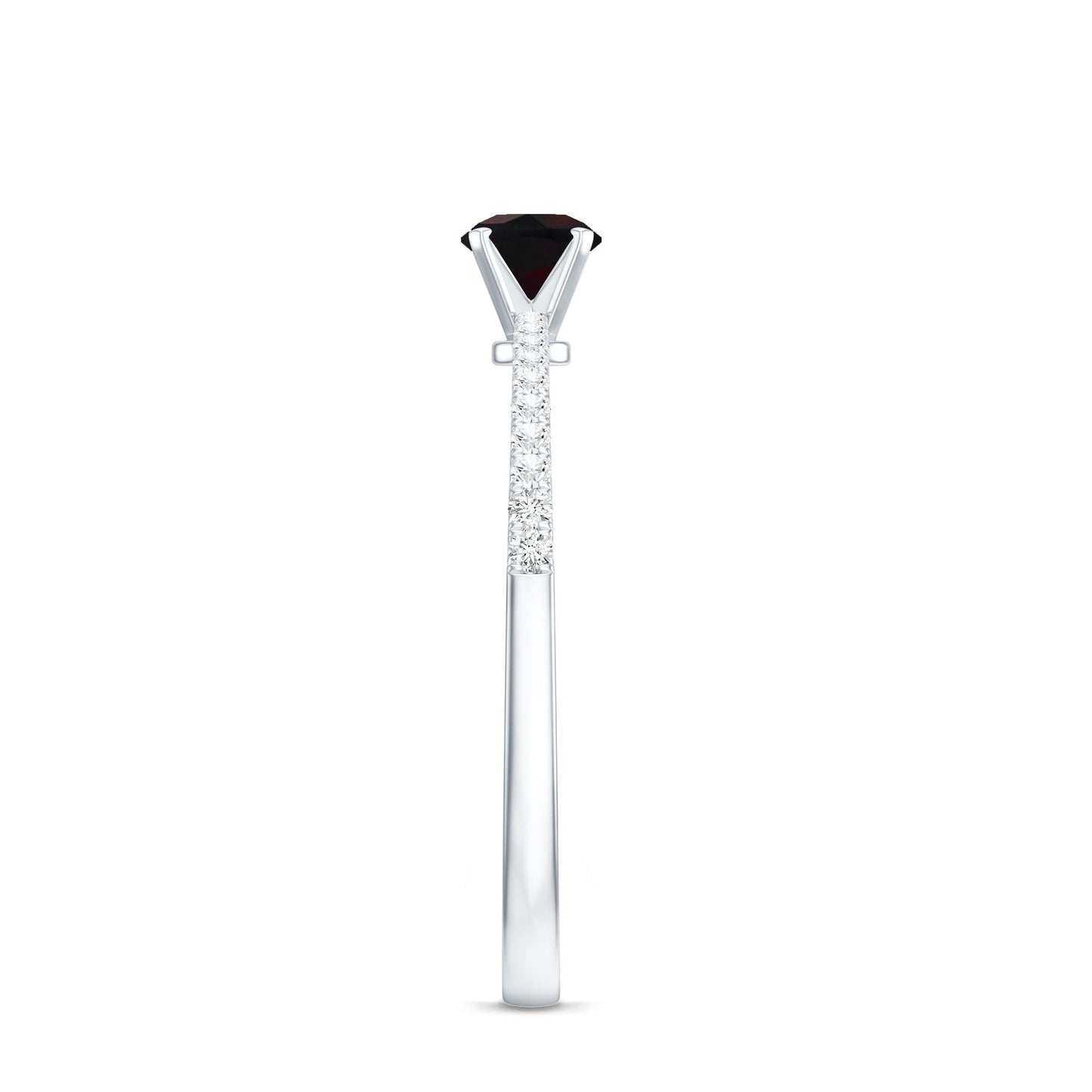 0.4 Carat Round Black Opal Solitaire Engagement Ring with Diamond