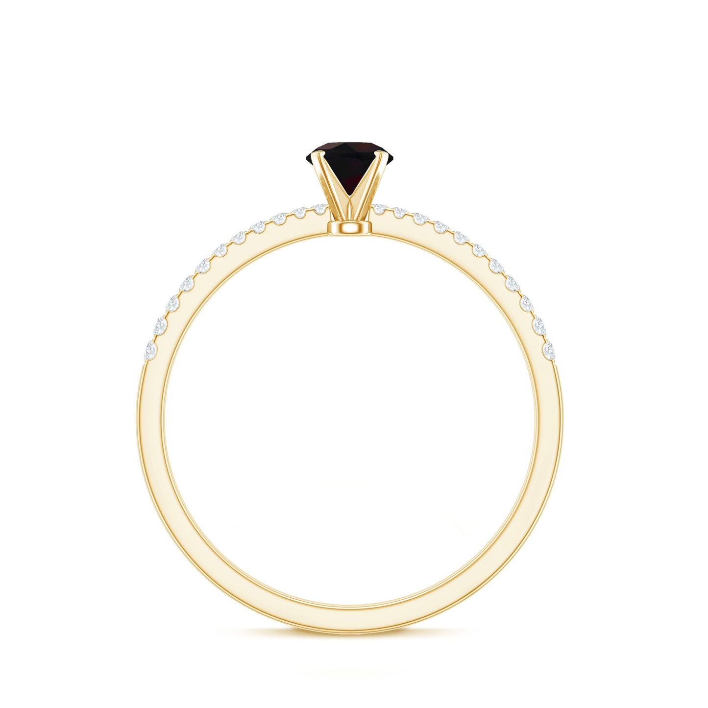 0.4 Carat Round Black Opal Solitaire Engagement Ring with Diamond