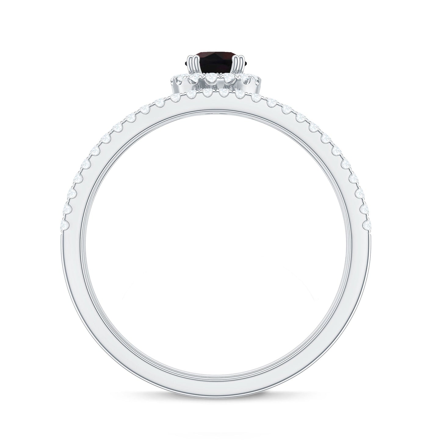 Certified Round Black Opal Wedding Ring Set with Moissanite