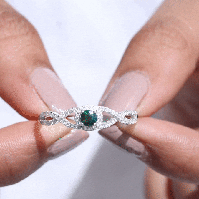 Natural Black Opal and Diamond Halo Engagement Ring