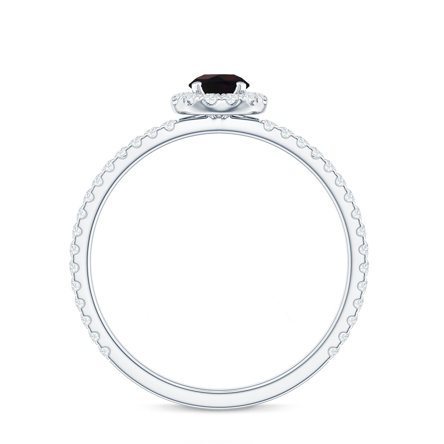 Genuine Black Opal Minimal Promise Ring with Diamond Halo