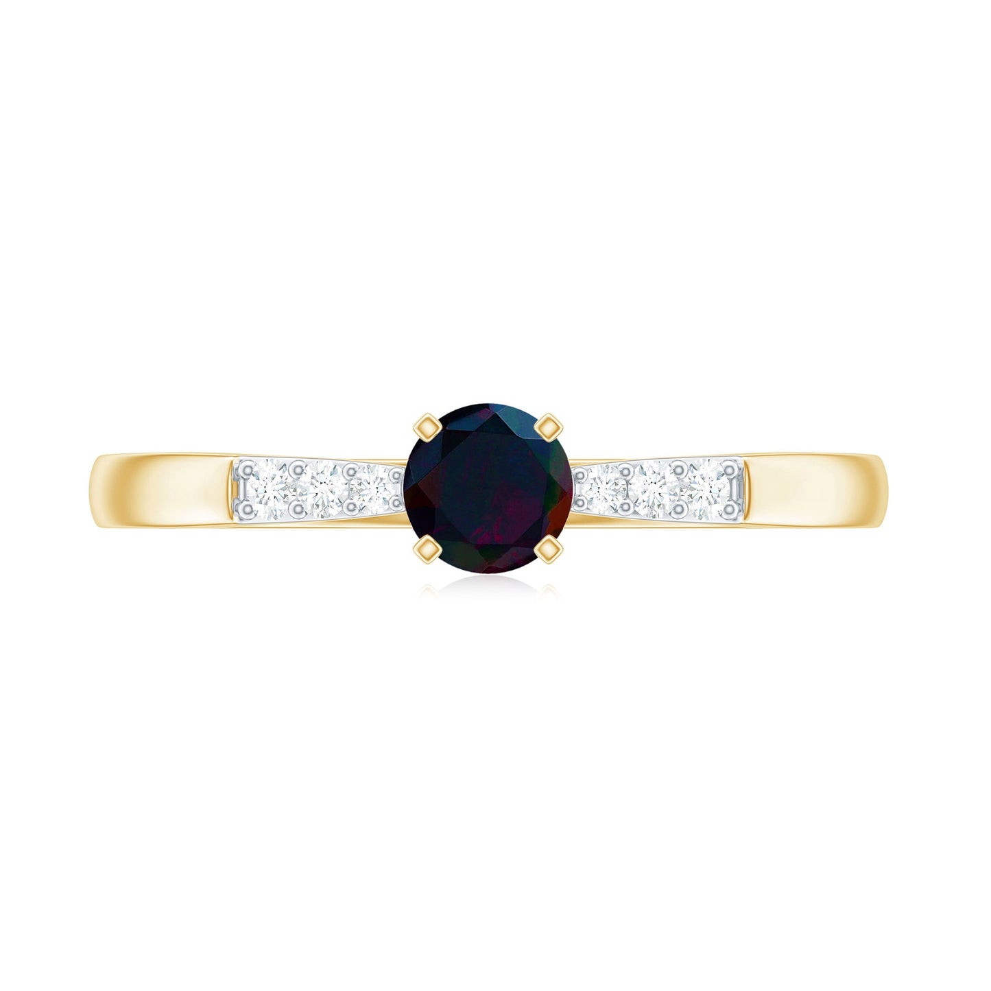 Black Opal Promise Ring with Diamond Side Stones