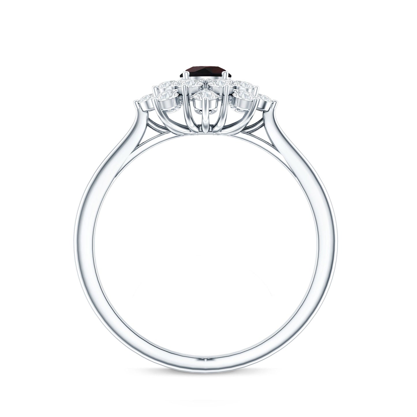Black Opal and Diamond Flower Cluster Engagement Ring