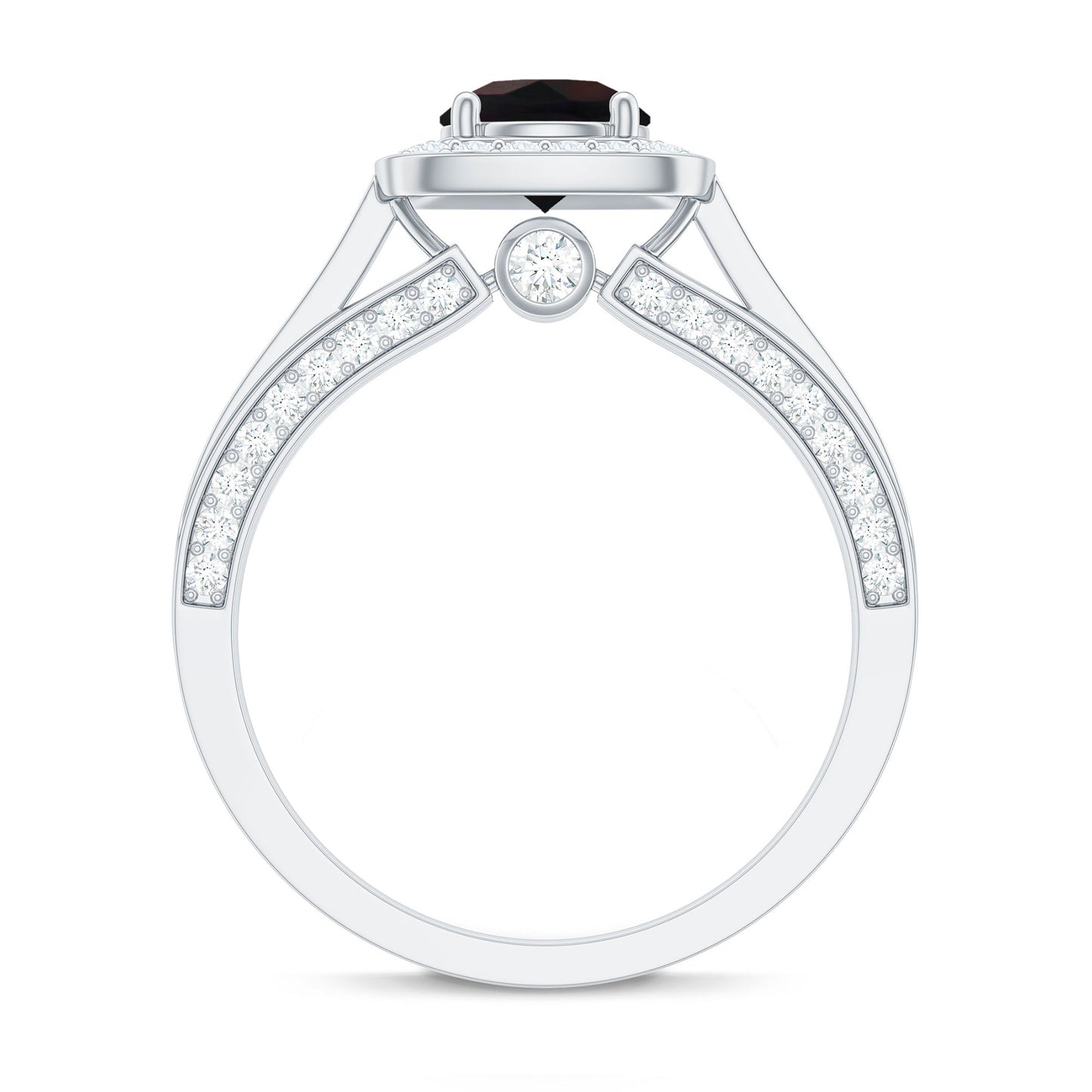 Classic Black Opal Engagement Ring with Moissanite Accent