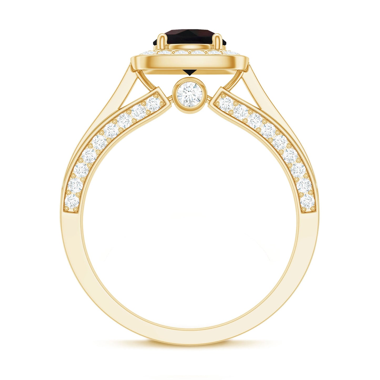 Classic Black Opal Engagement Ring with Moissanite Accent