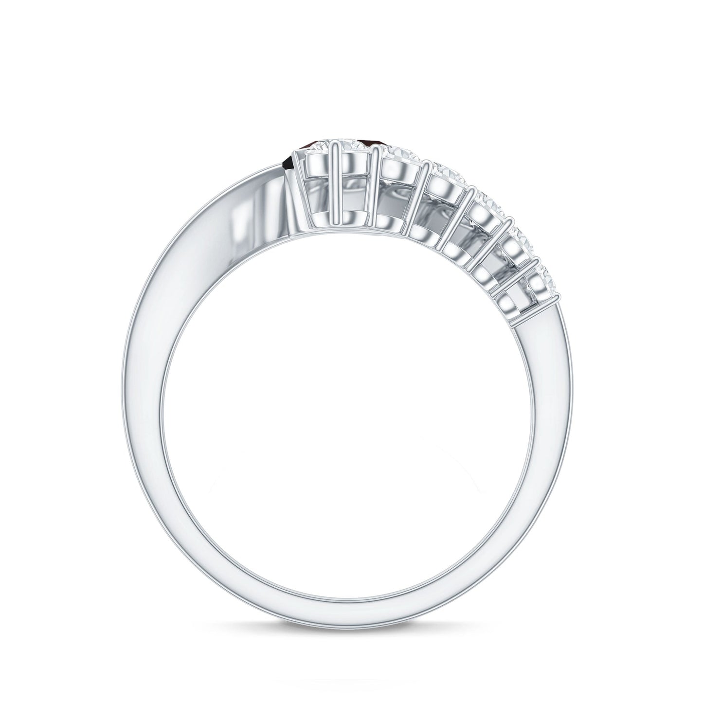 Round Black Opal Solitaire Bypass Ring with Diamond