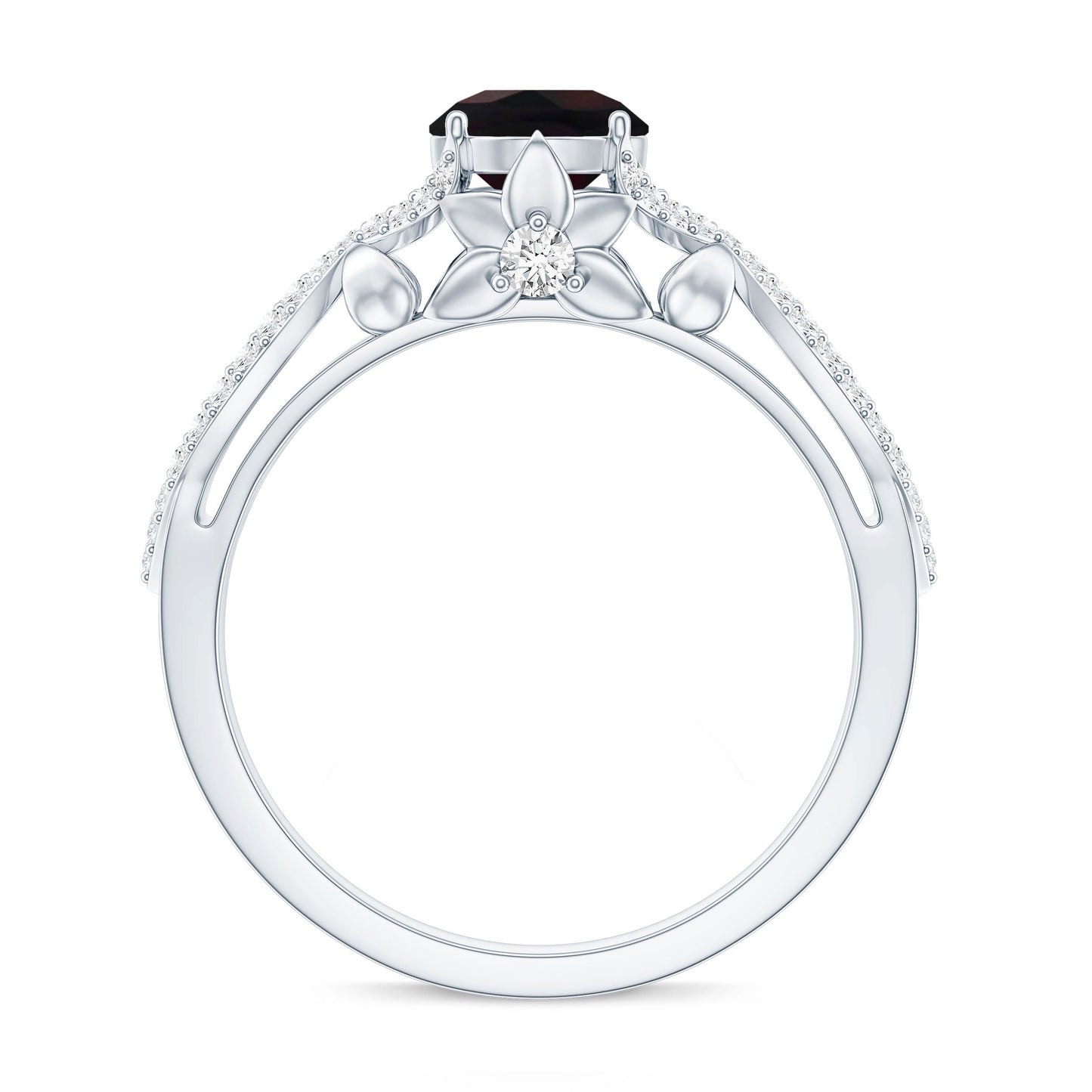 Natural Black Opal Crossover Engagement Ring with Diamond