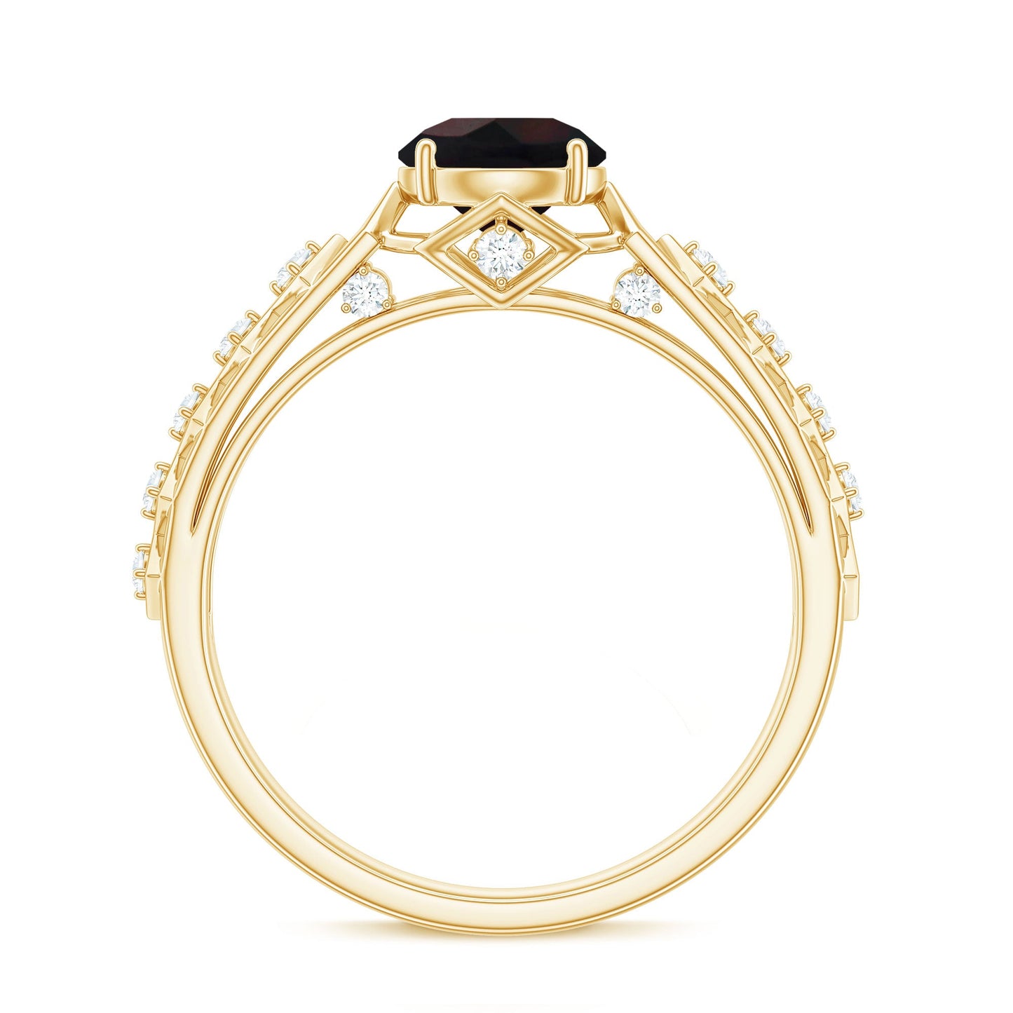0.8 Carat Round Black Opal Solitaire Art Deco Ring with Diamond