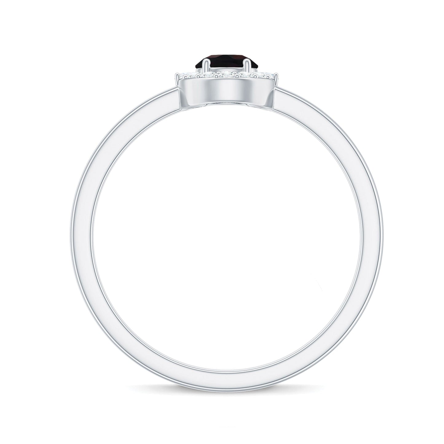 Minimal Black Opal and Diamond Halo Promise Ring