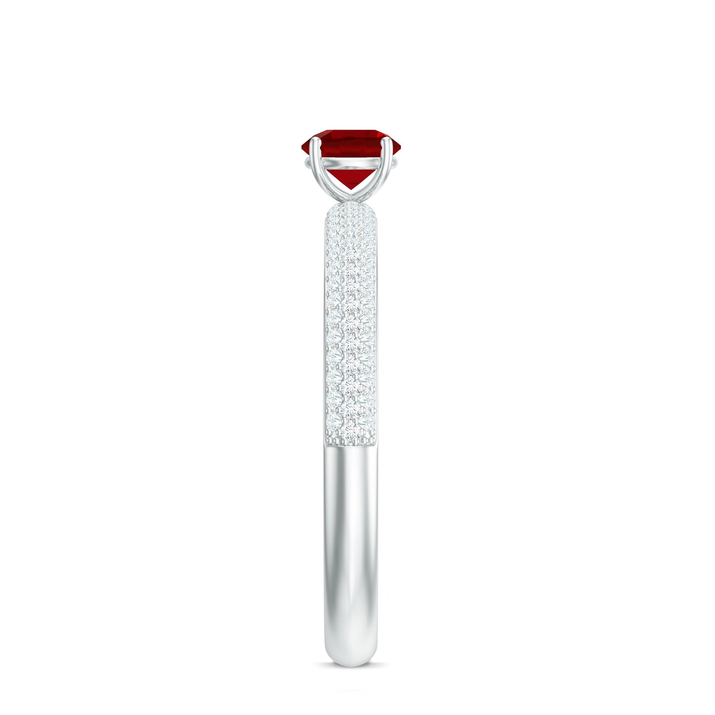 Minimalist Lab Created Ruby Ring with Diamond Side Stones