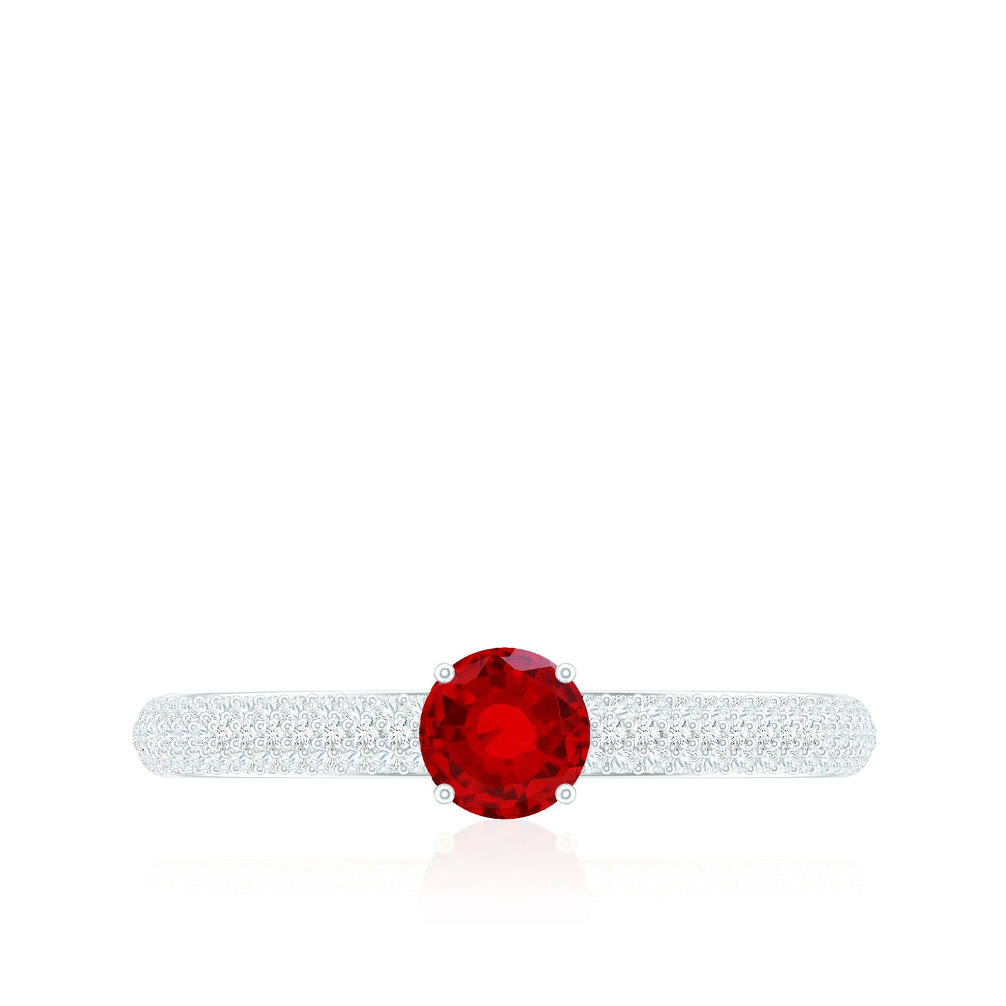Minimalist Lab Created Ruby Ring with Diamond Side Stones