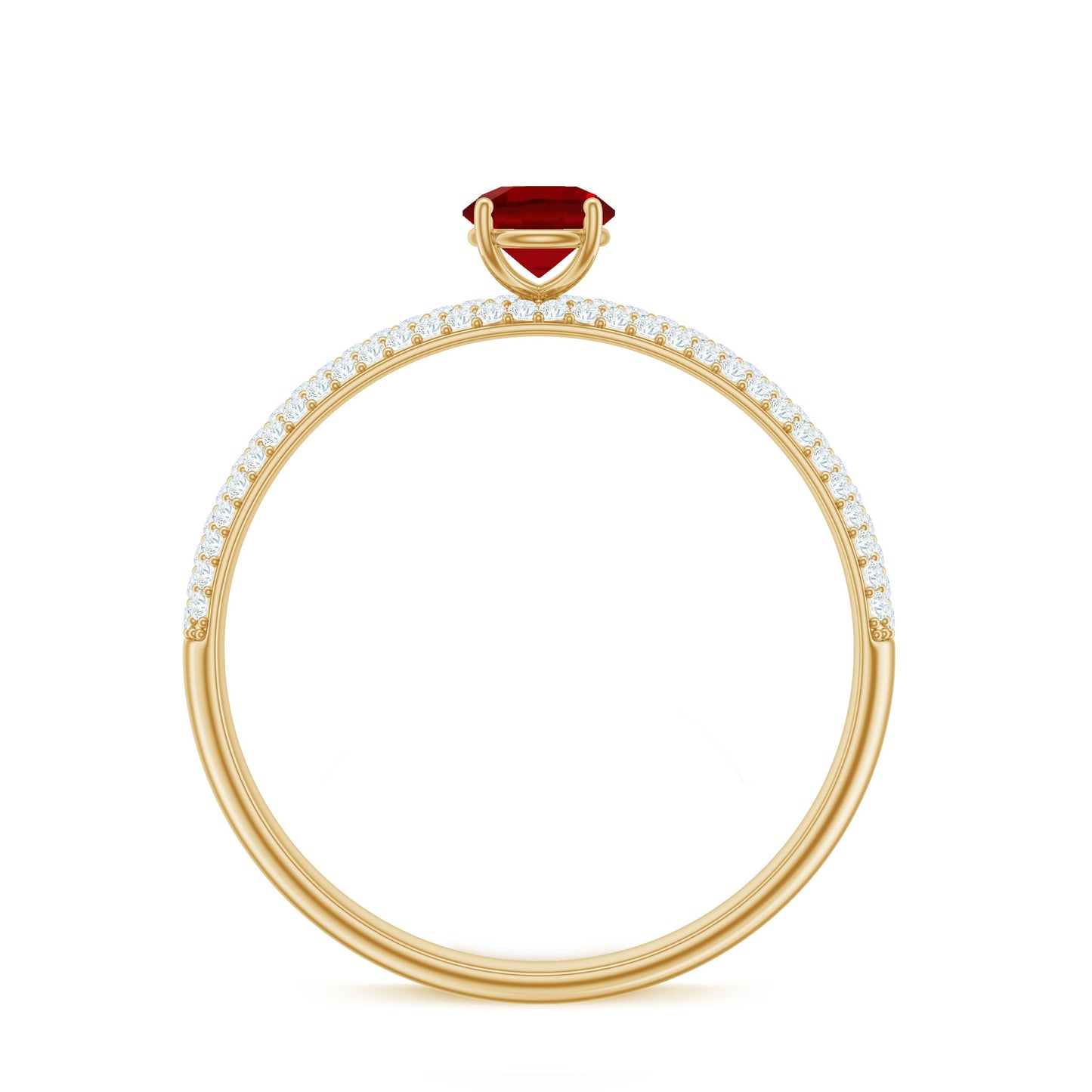 Minimalist Lab Created Ruby Ring with Diamond Side Stones