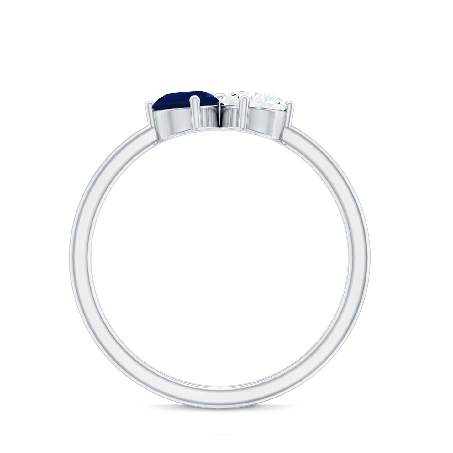 Blue Sapphire and Diamond Toi Et Moi Ring