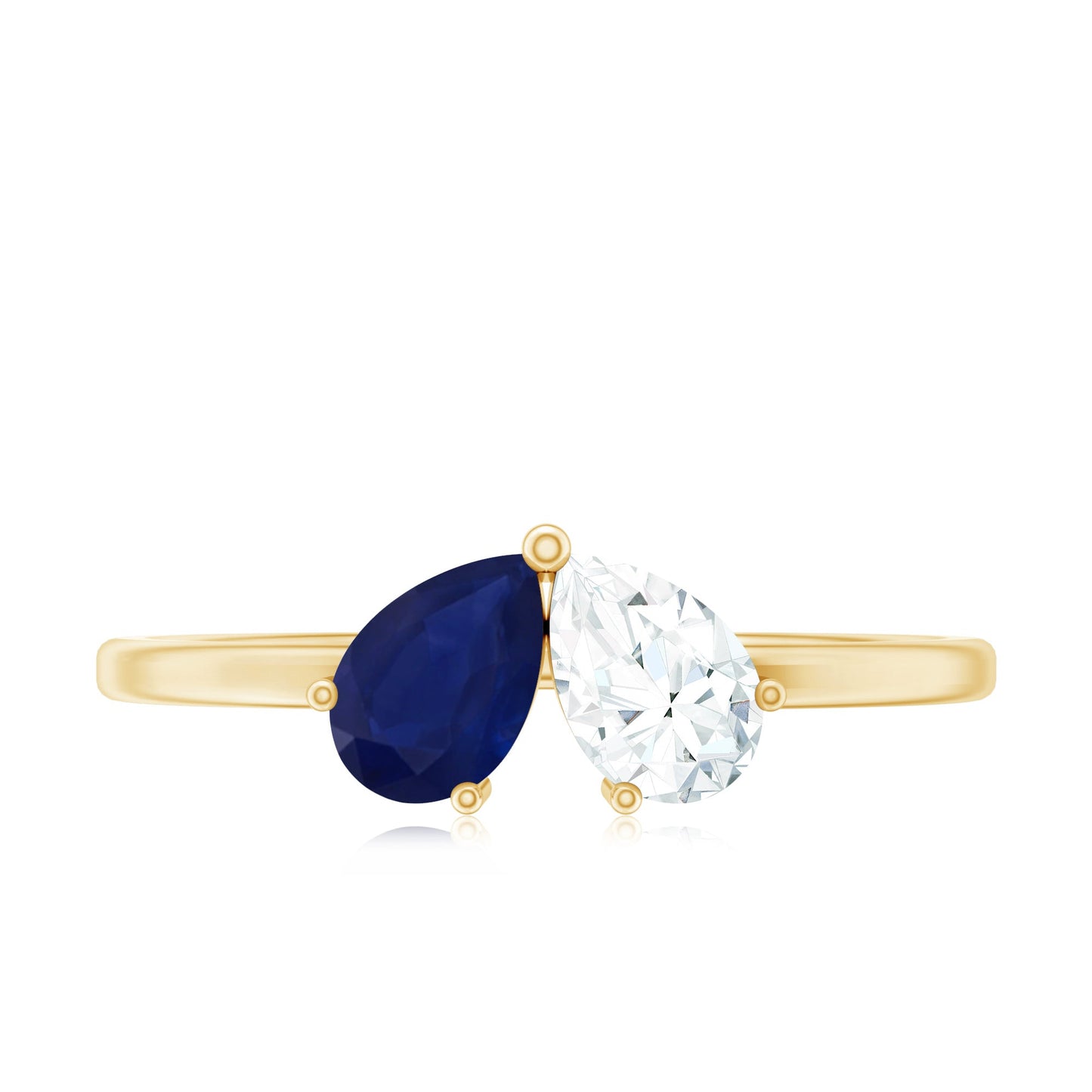 Blue Sapphire and Diamond Toi Et Moi Ring