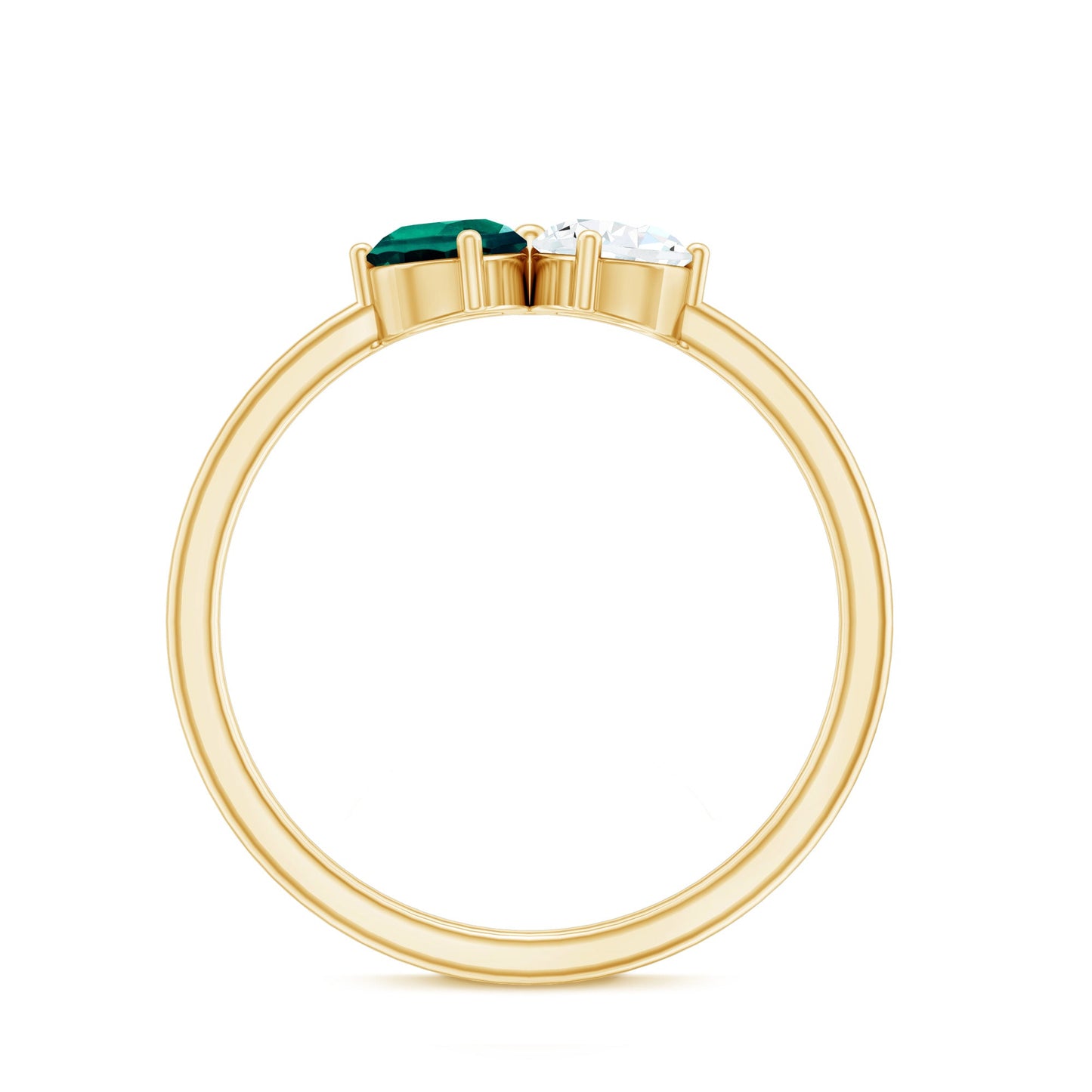Certified Pear Shape Lab Grown Emerald Toi Et Moi Ring with Diamond