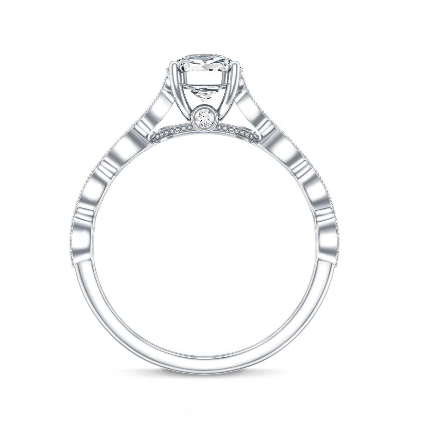 Pear Shape Lab Grown Diamond Scalloped Solitaire Ring