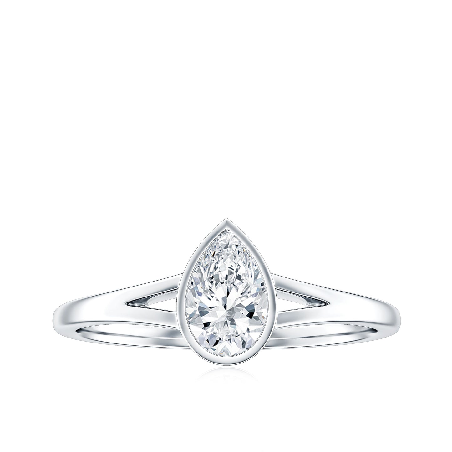 Pear Cut Lab Grown Diamond Solitaire Ring in Split Shank