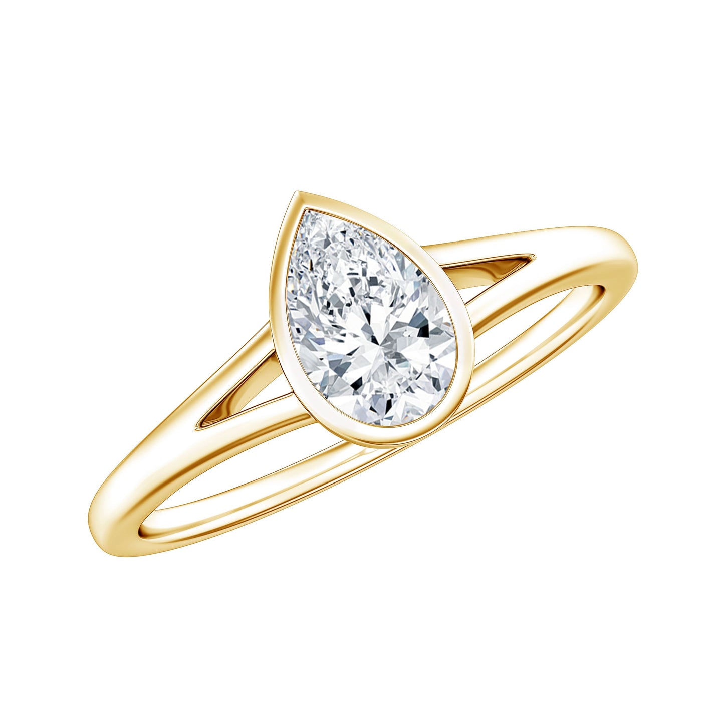 Pear Cut Lab Grown Diamond Solitaire Ring in Split Shank