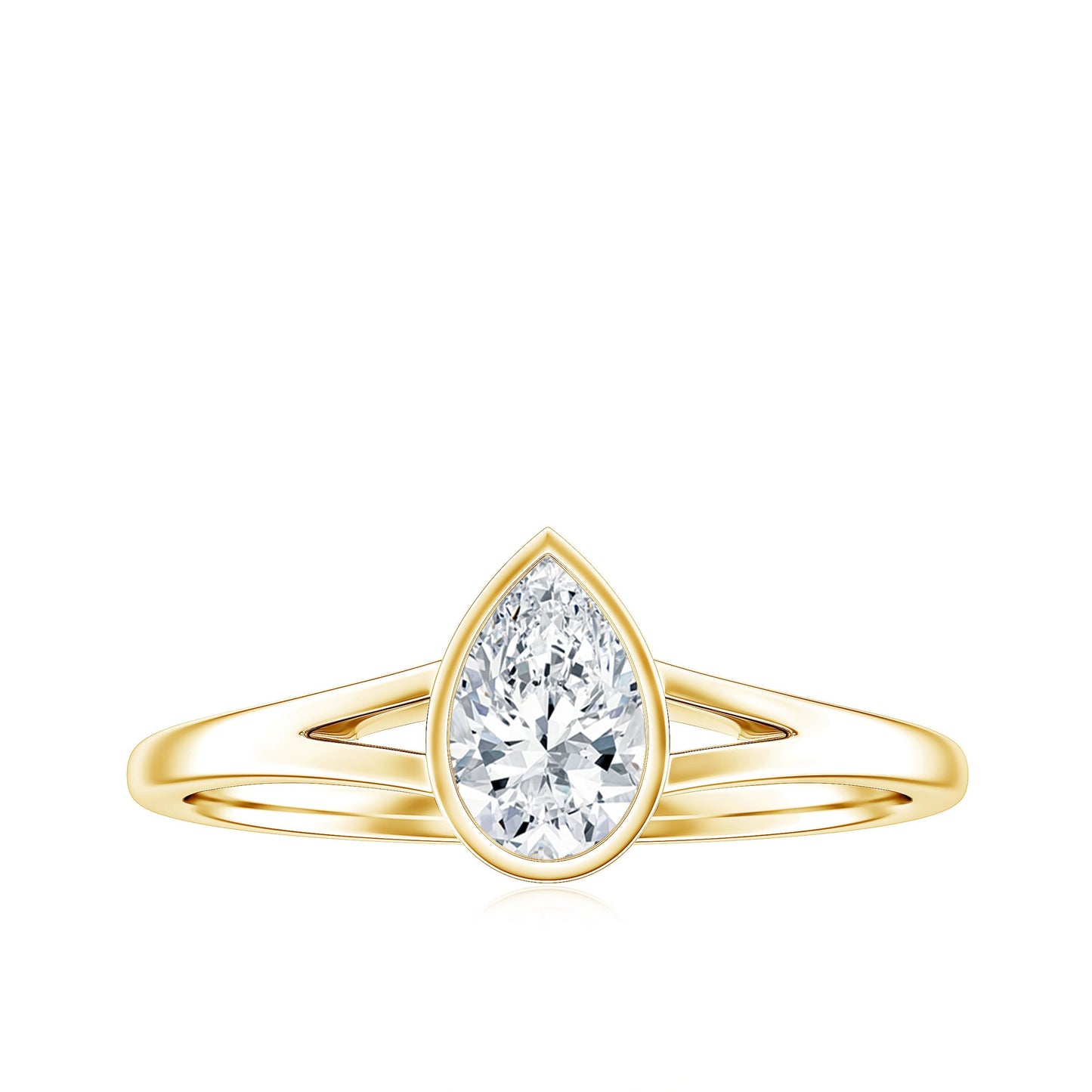 Pear Cut Lab Grown Diamond Solitaire Ring in Split Shank