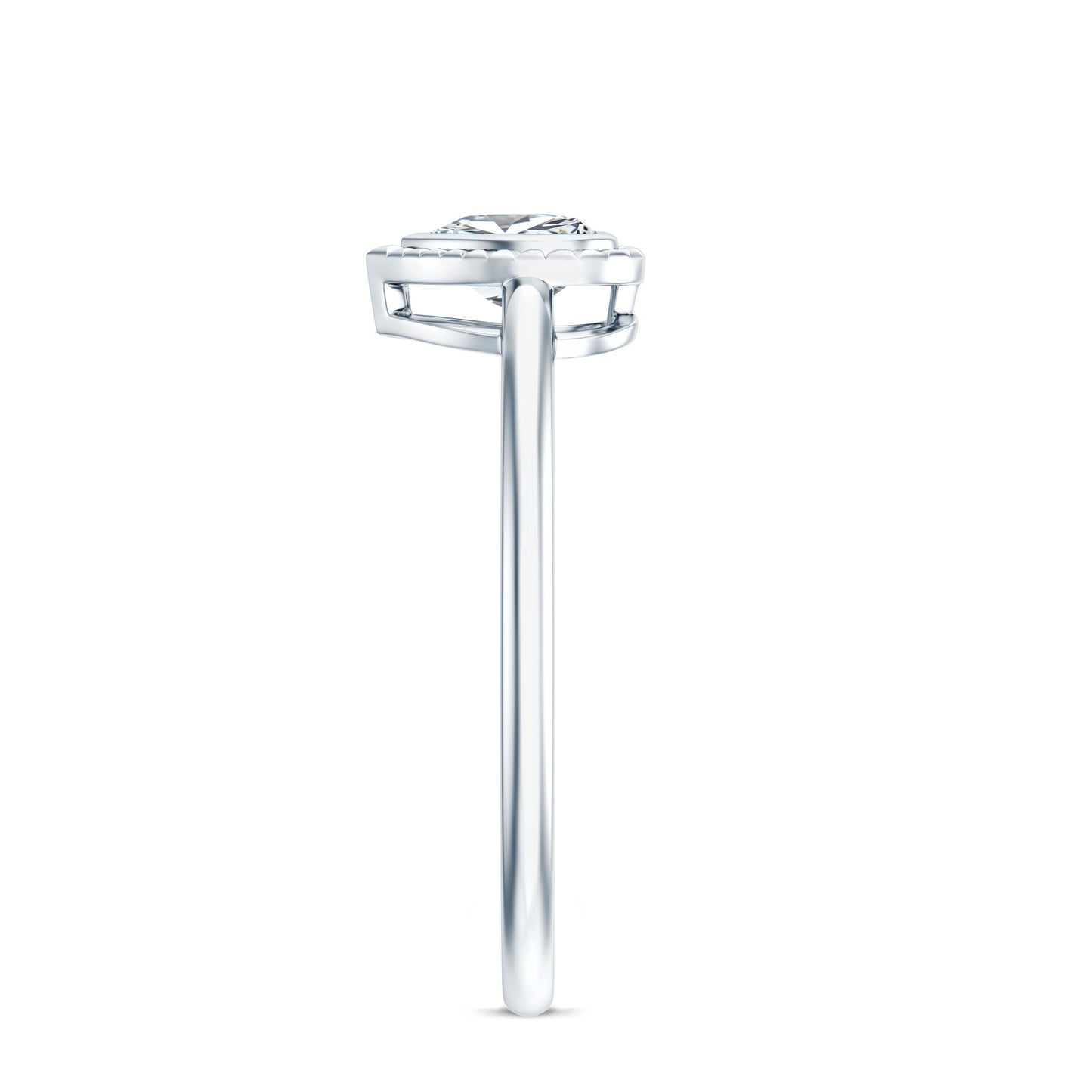 Lab Grown Diamond Heart Solitaire Ring with Engraved Details