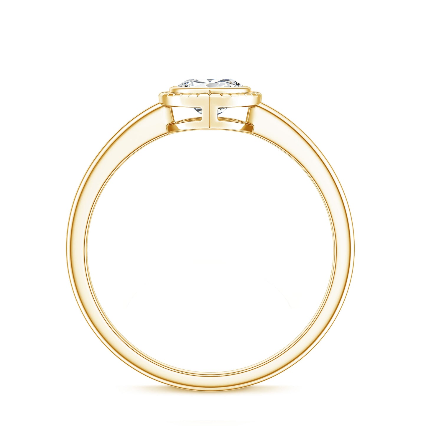 Lab Grown Diamond Heart Solitaire Ring with Engraved Details