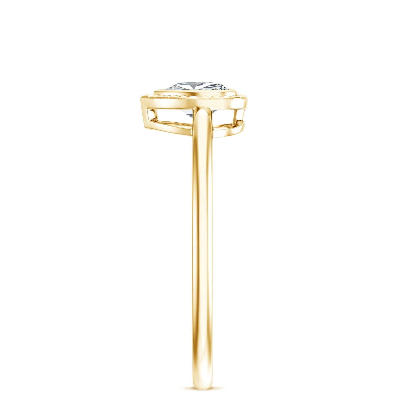 Lab Grown Diamond Heart Solitaire Ring with Engraved Details