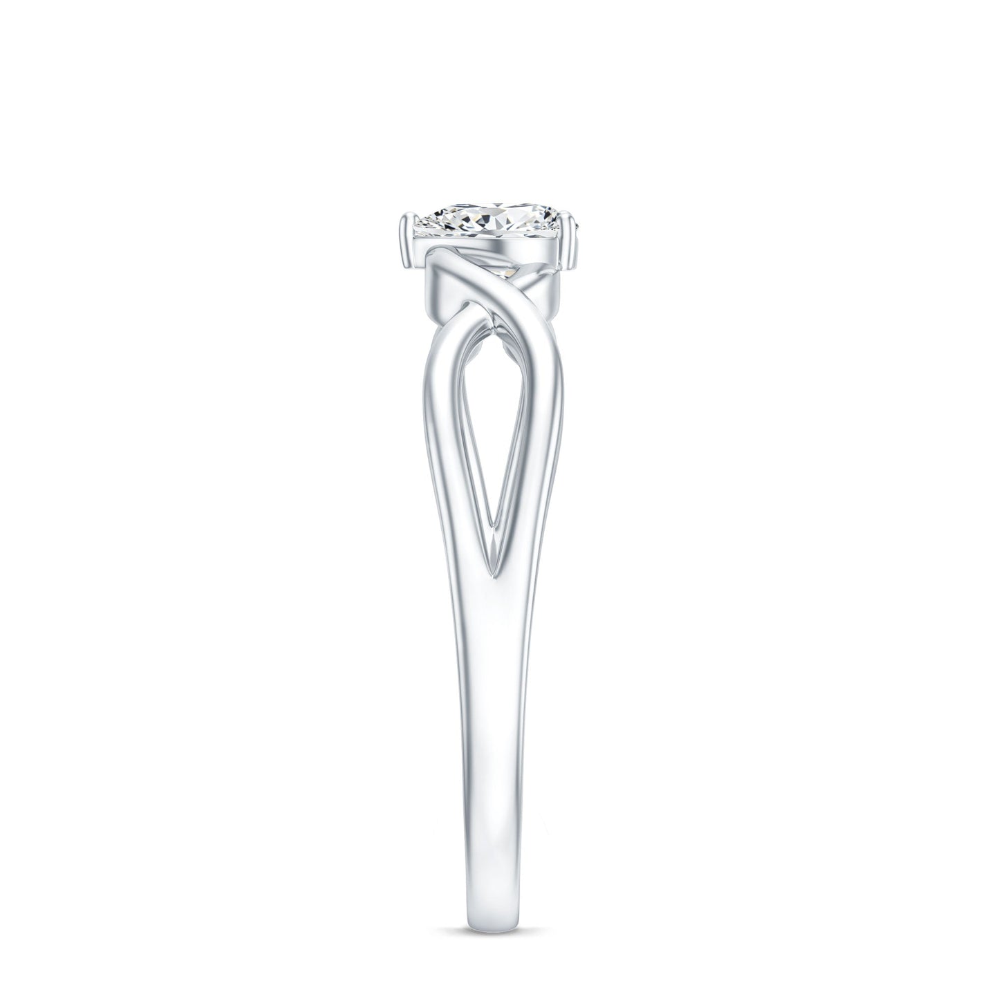 Lab Grown Diamond Heart Promise Ring in Crossover Shank