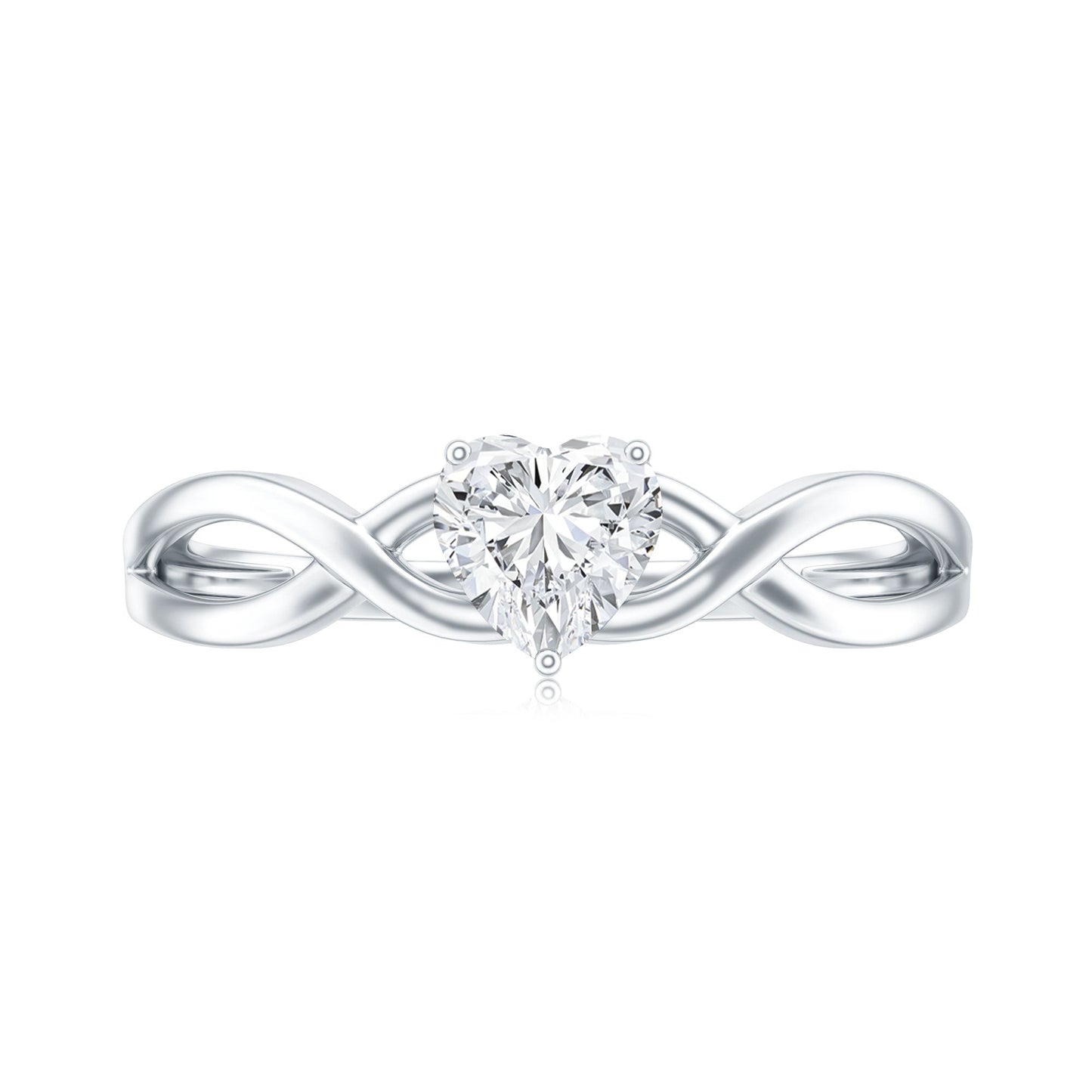 Lab Grown Diamond Heart Promise Ring in Crossover Shank