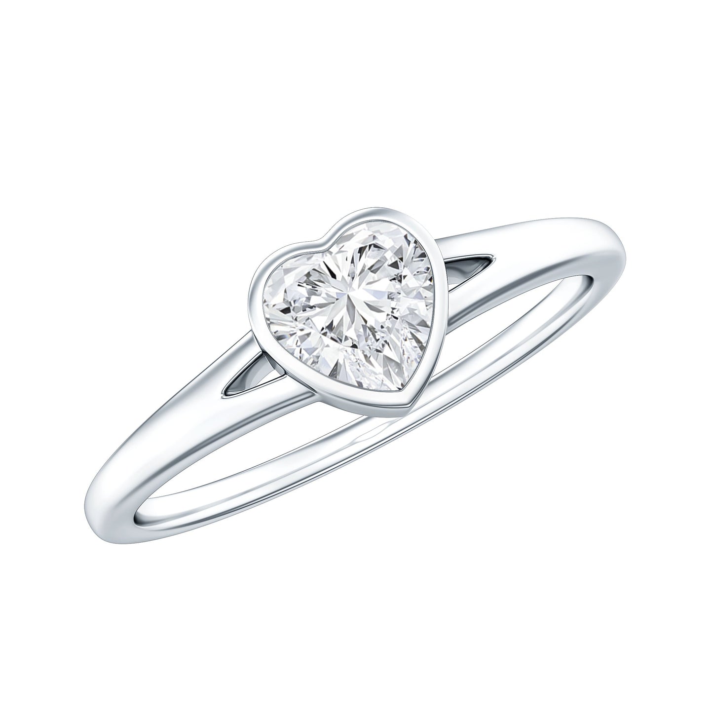 Heart Shape Lab Grown Diamond Solitaire Ring in Split Shank