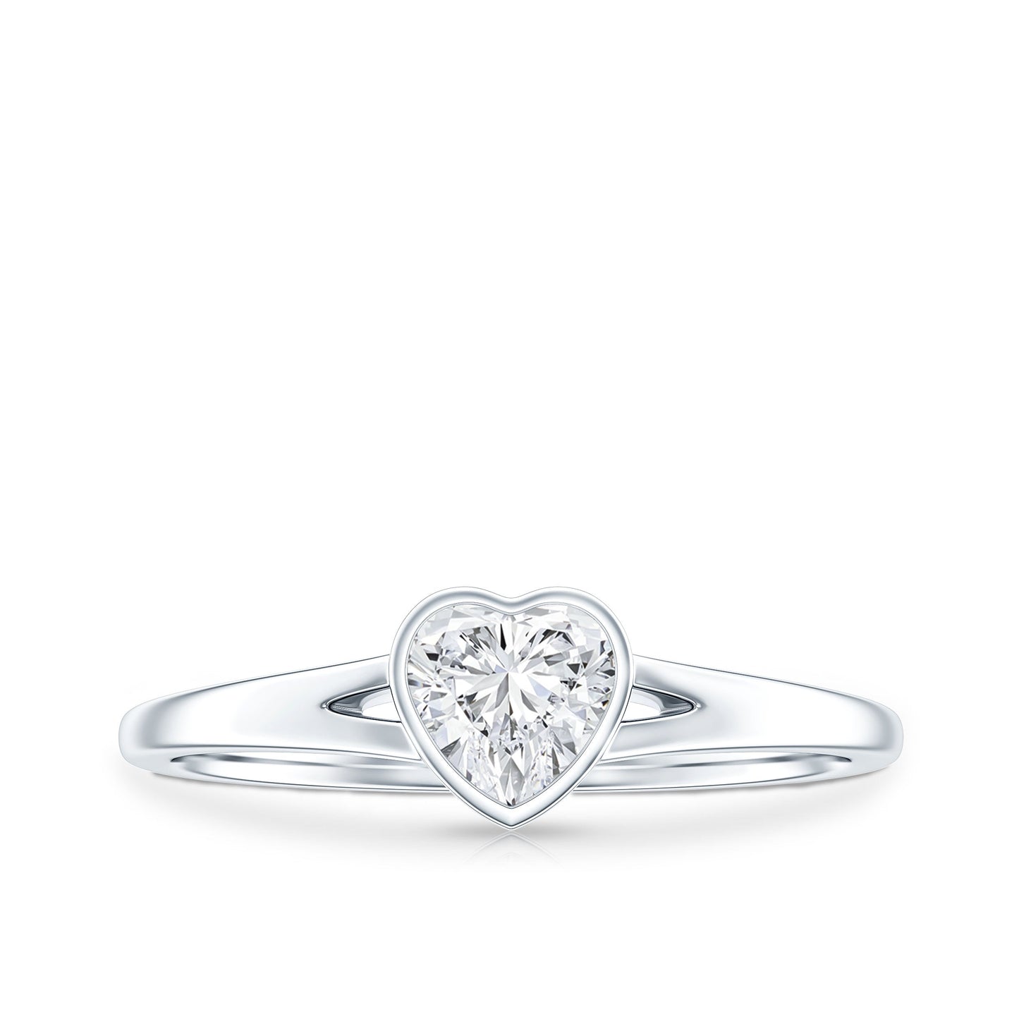 Heart Shape Lab Grown Diamond Solitaire Ring in Split Shank
