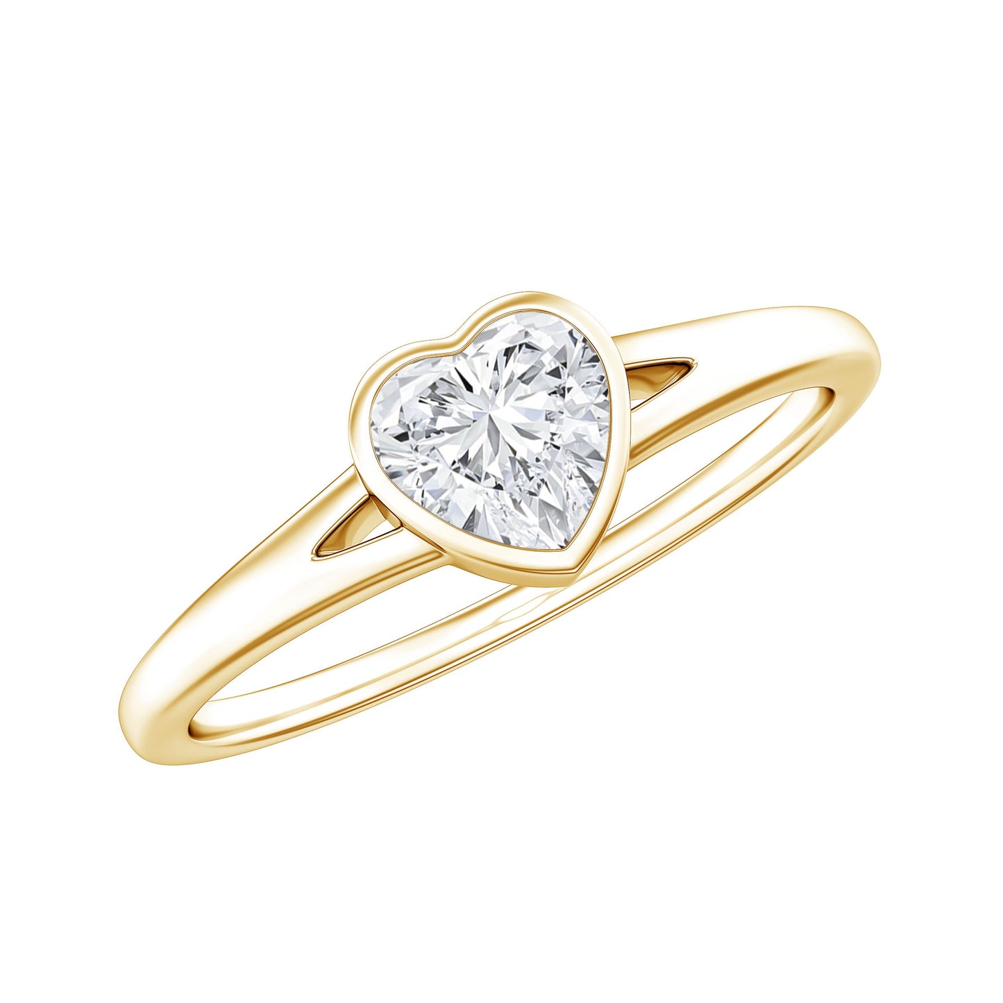 Heart Shape Lab Grown Diamond Solitaire Ring in Split Shank