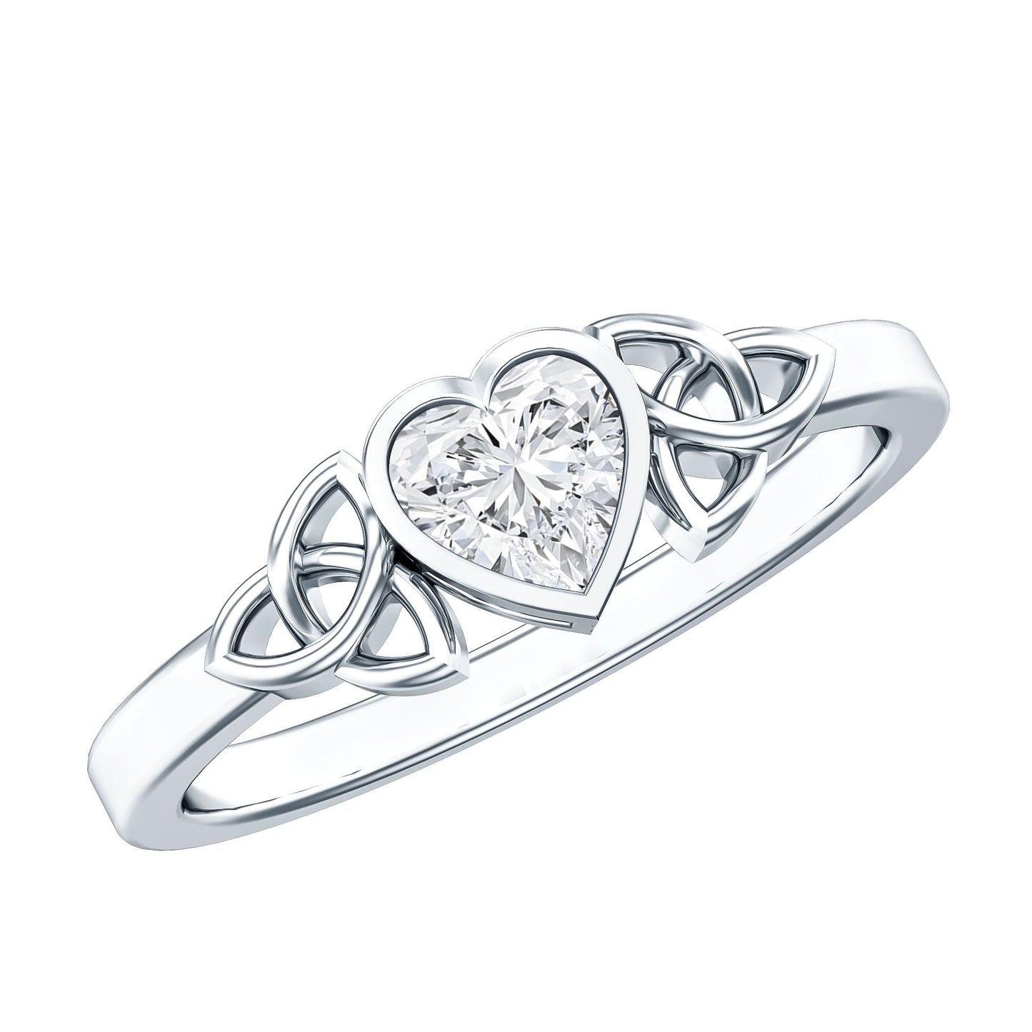 Heart Shape Lab Grown Diamond Solitaire Celtic Ring