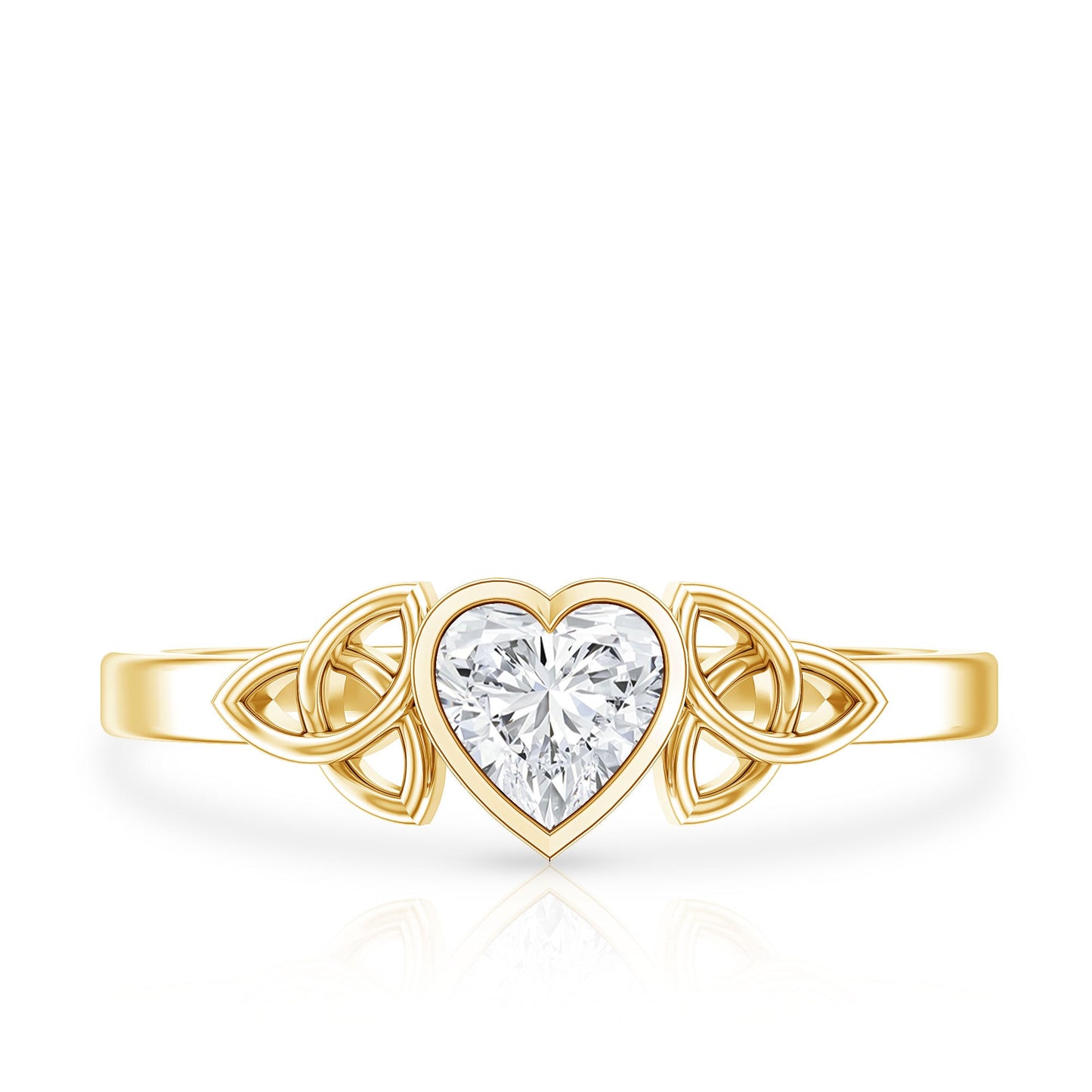 Heart Shape Lab Grown Diamond Solitaire Celtic Ring