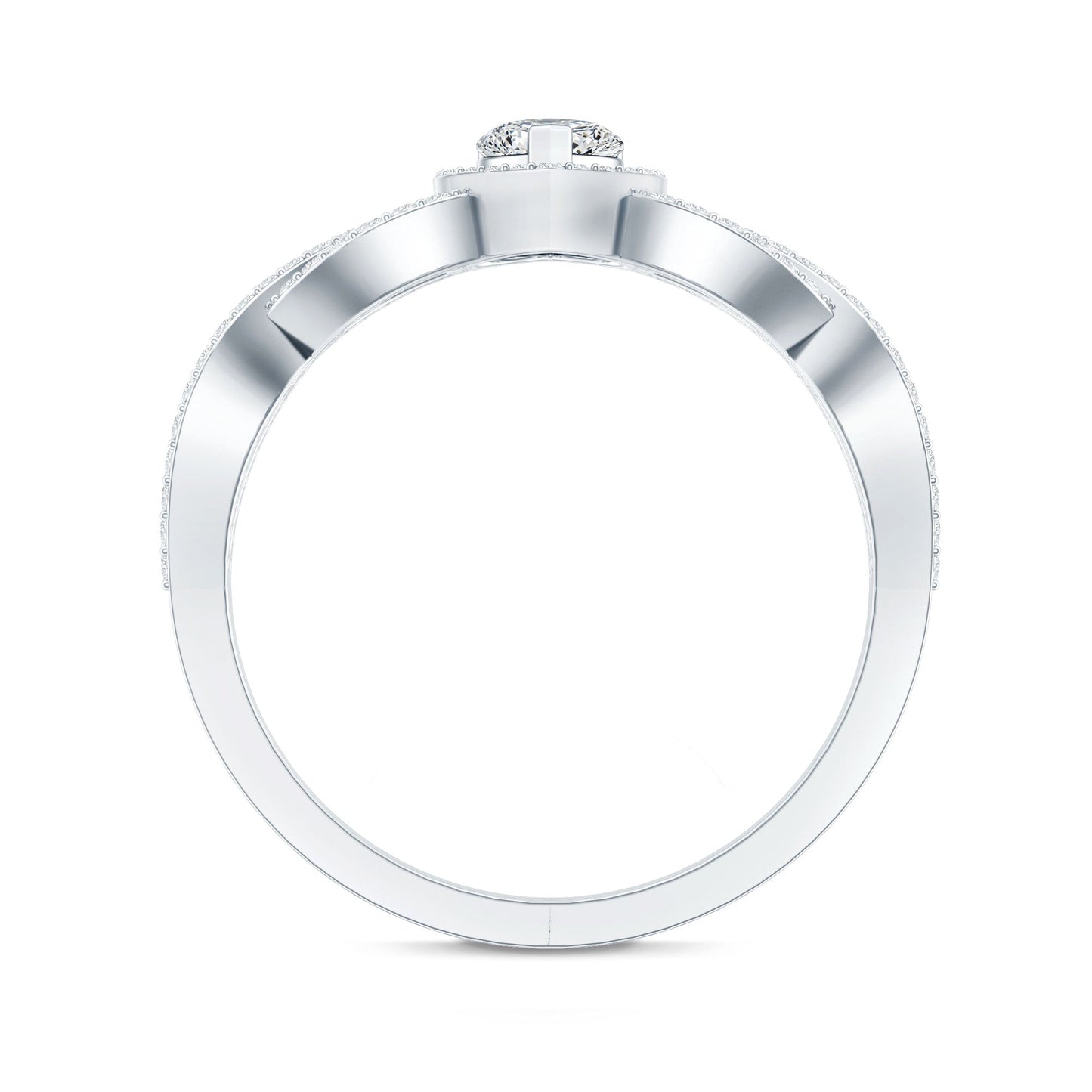 Heart Shape Lab Grown Diamond Criss Cross Engagement Ring