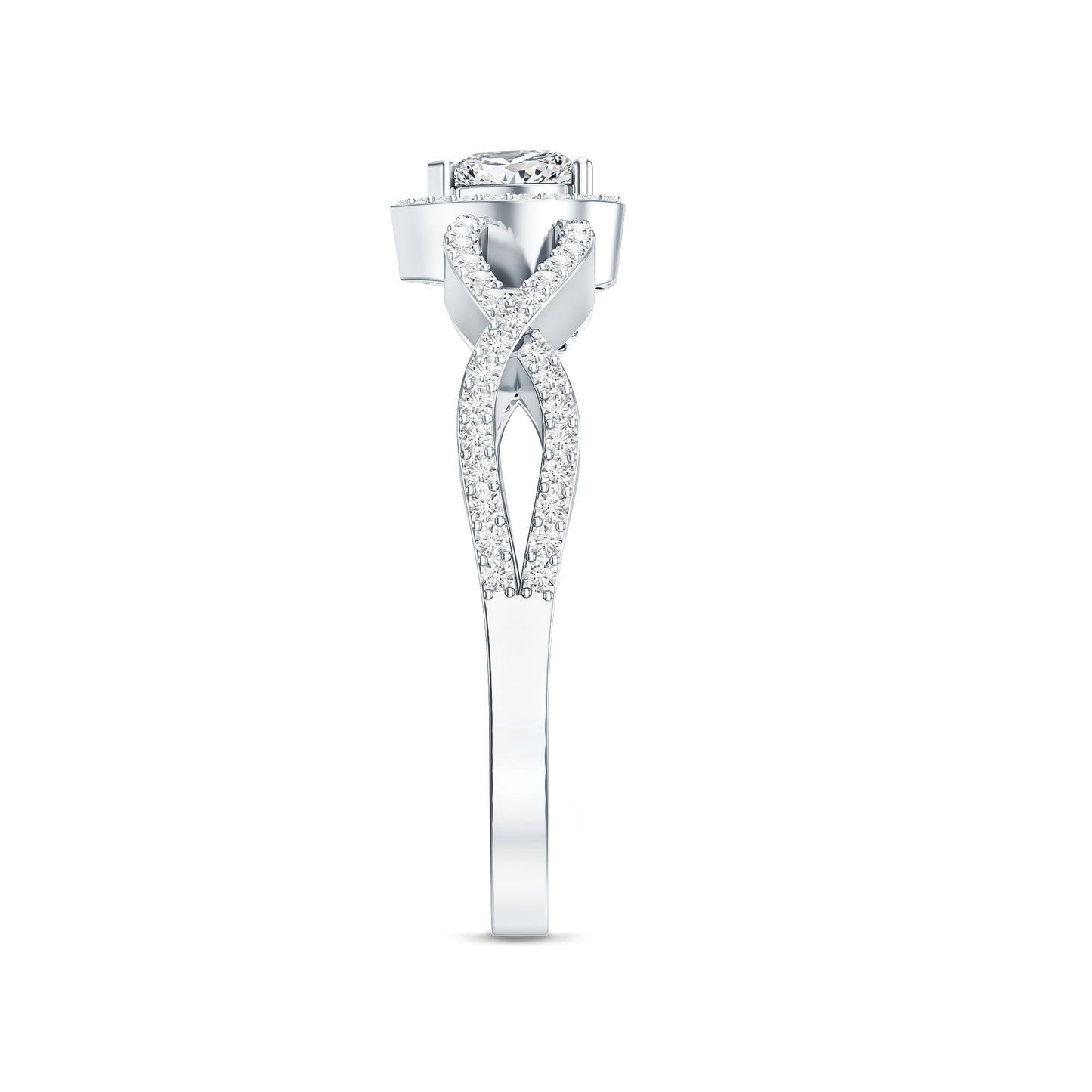 Heart Shape Lab Grown Diamond Criss Cross Engagement Ring
