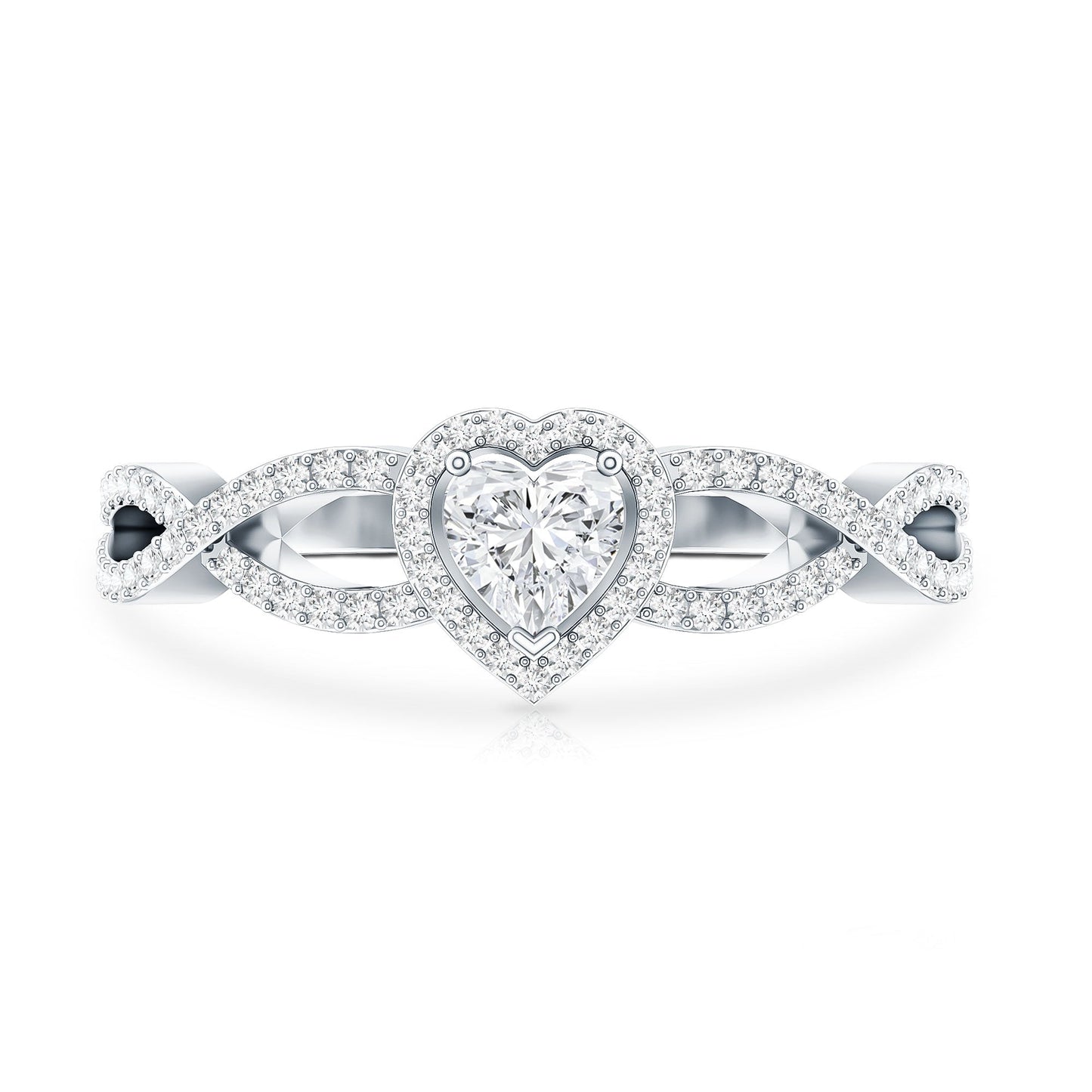 Heart Shape Lab Grown Diamond Criss Cross Engagement Ring