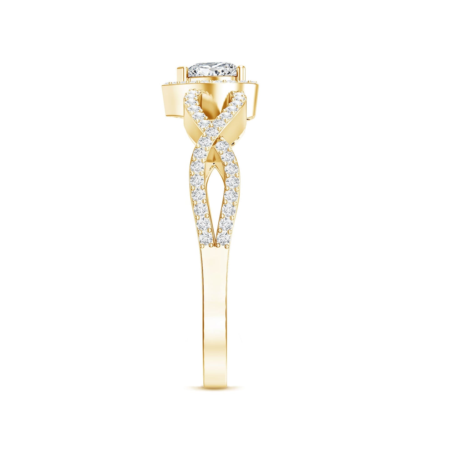 Heart Shape Lab Grown Diamond Criss Cross Engagement Ring