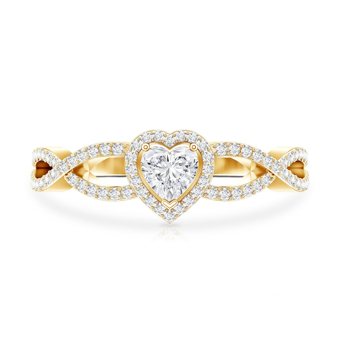 Heart Shape Lab Grown Diamond Criss Cross Engagement Ring