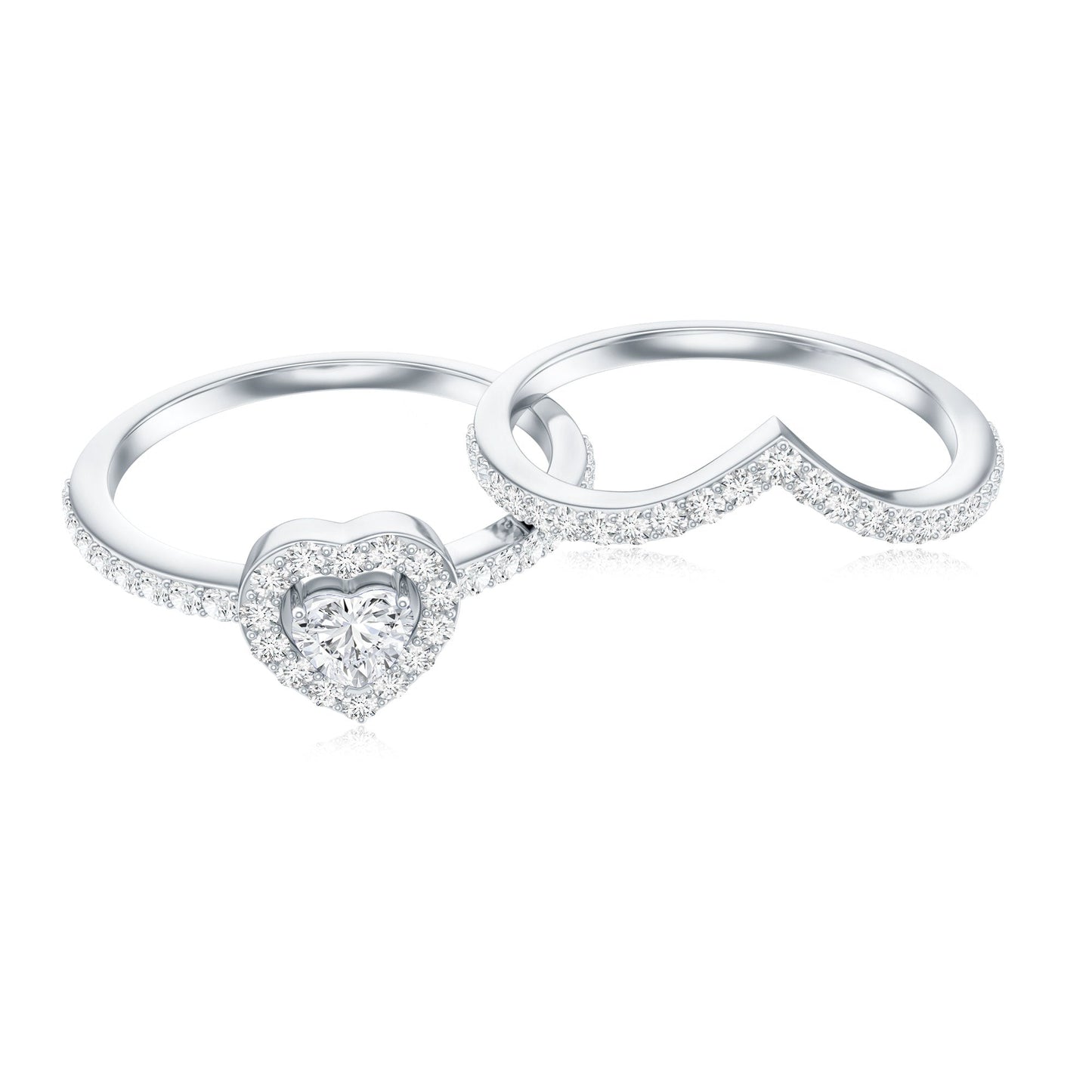 Heart Shape Lab Grown Diamond Bridal Ring Set