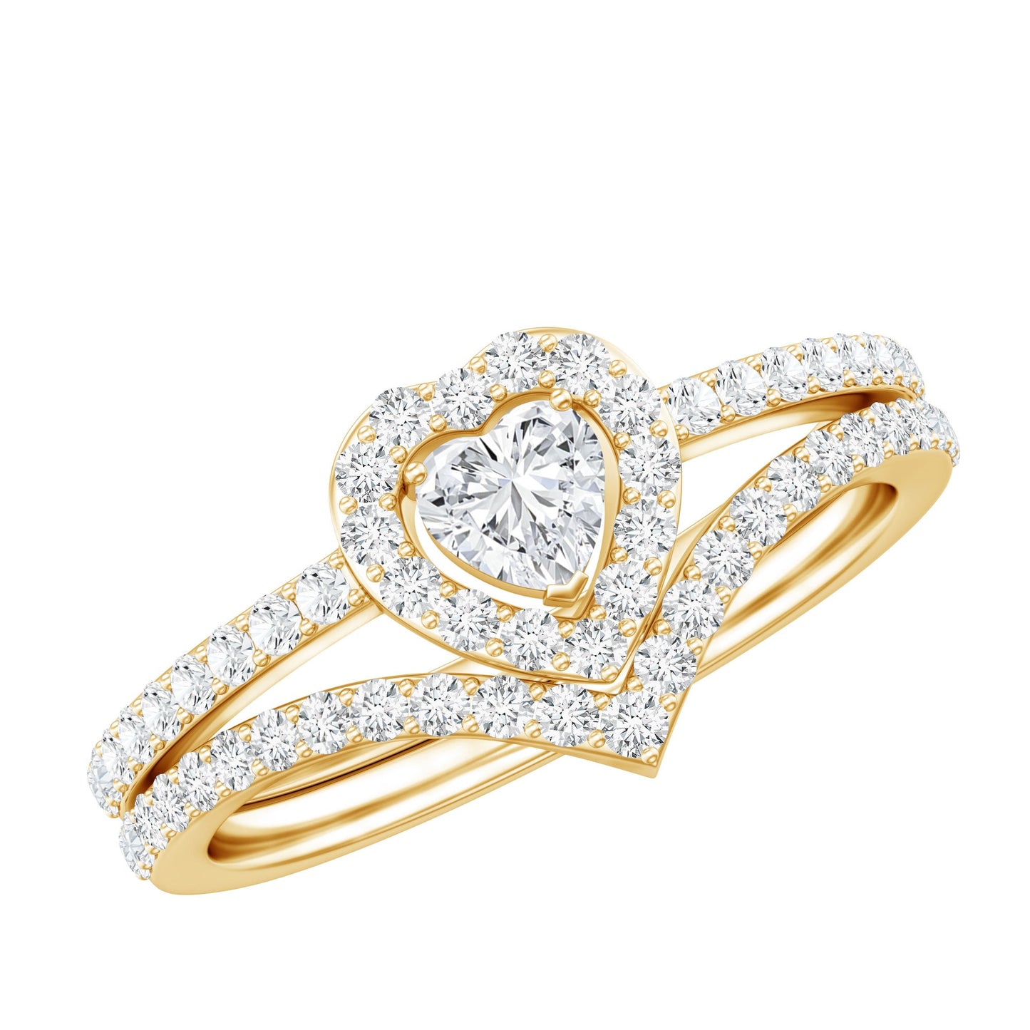 Heart Shape Lab Grown Diamond Bridal Ring Set