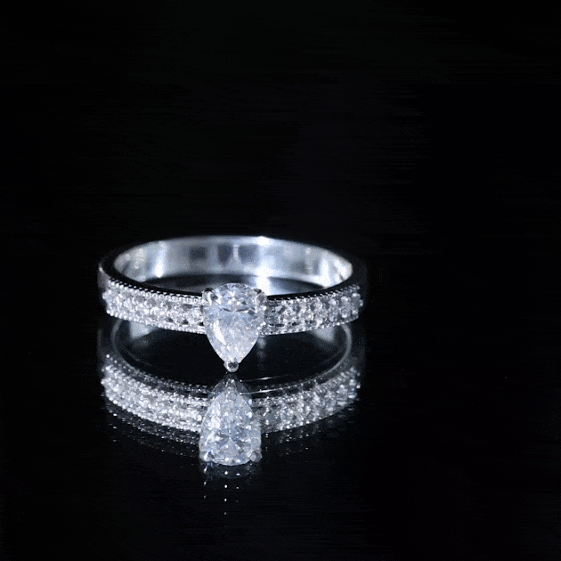 Pear Shaped Lab Grown Diamond Solitaire Engagement Ring
