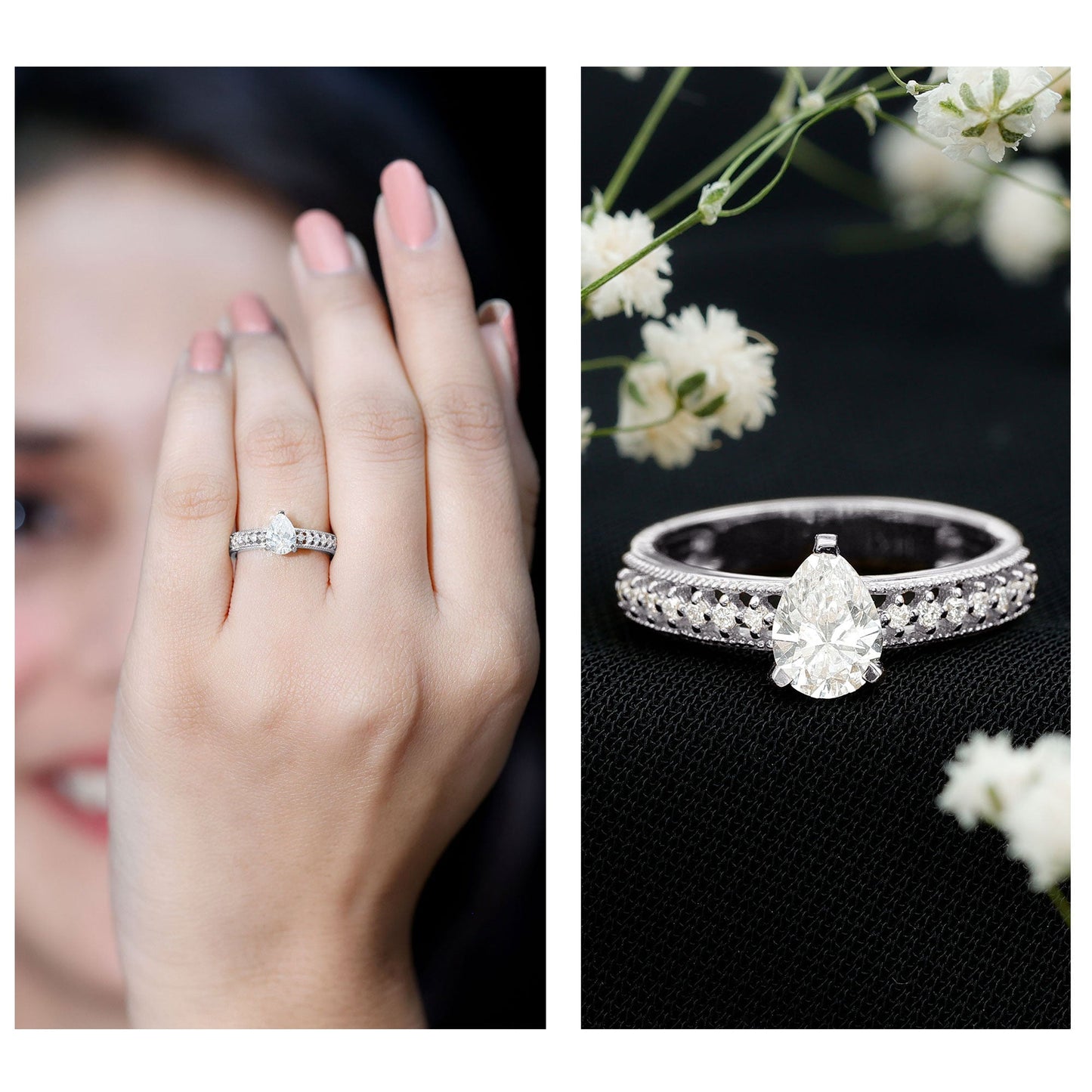 Pear Shaped Lab Grown Diamond Solitaire Engagement Ring