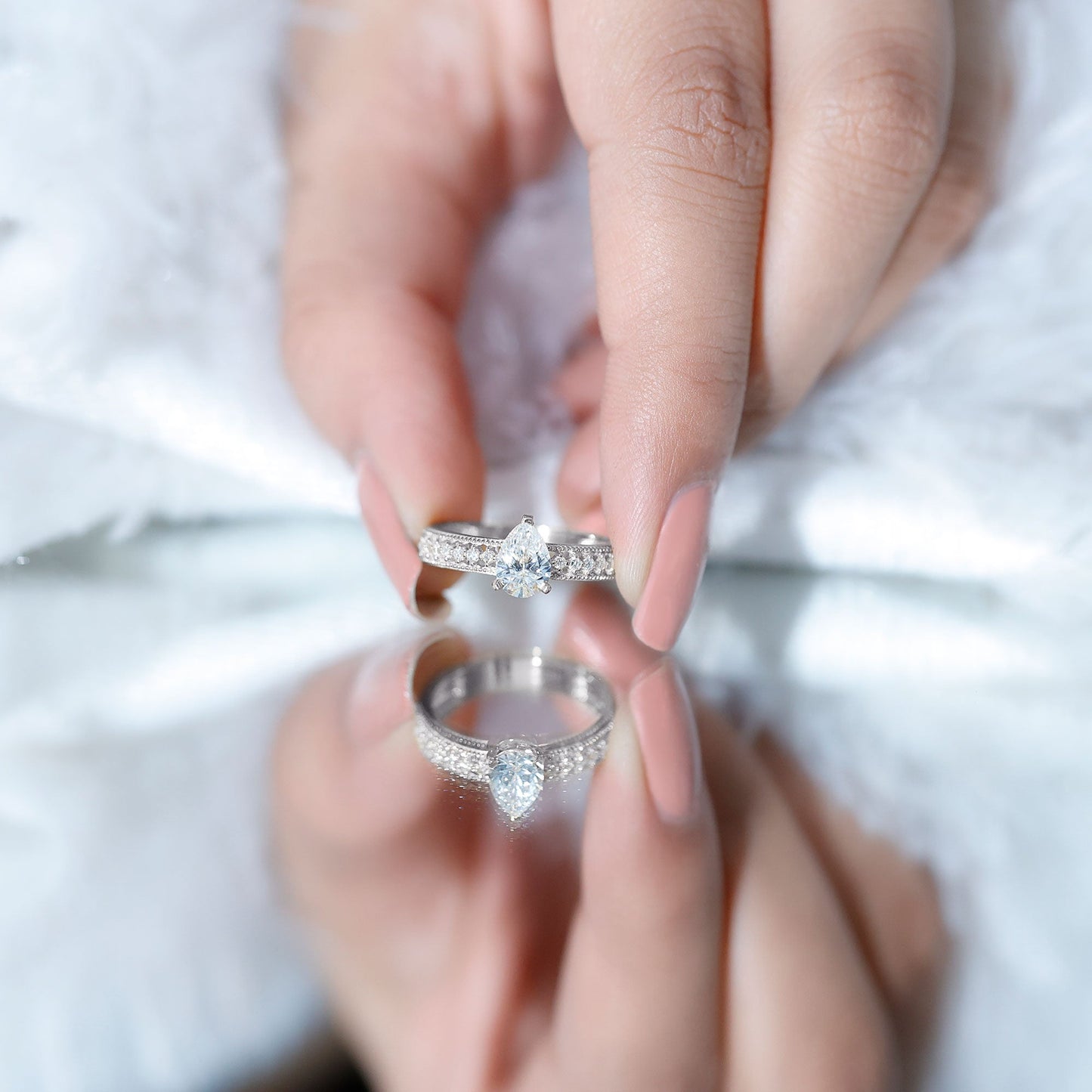 Pear Shaped Lab Grown Diamond Solitaire Engagement Ring