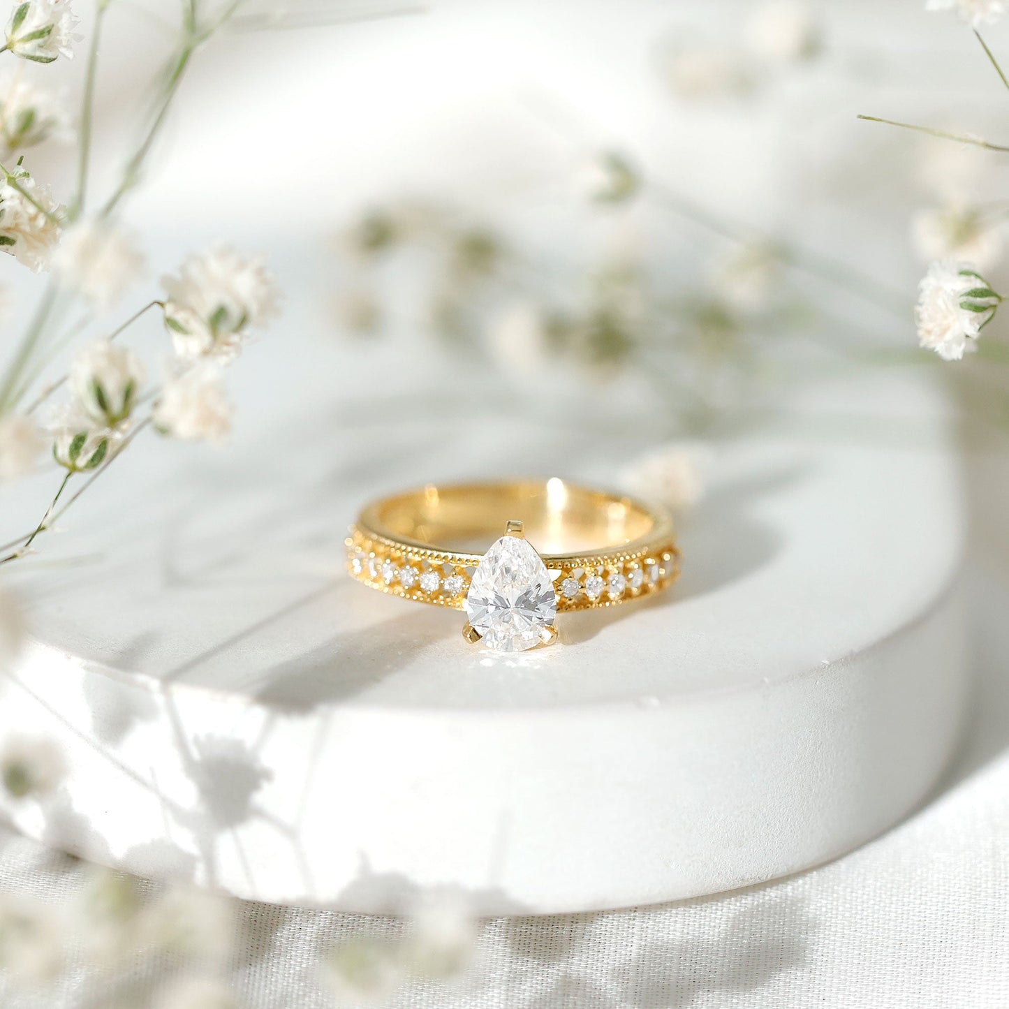 Pear Shaped Lab Grown Diamond Solitaire Engagement Ring