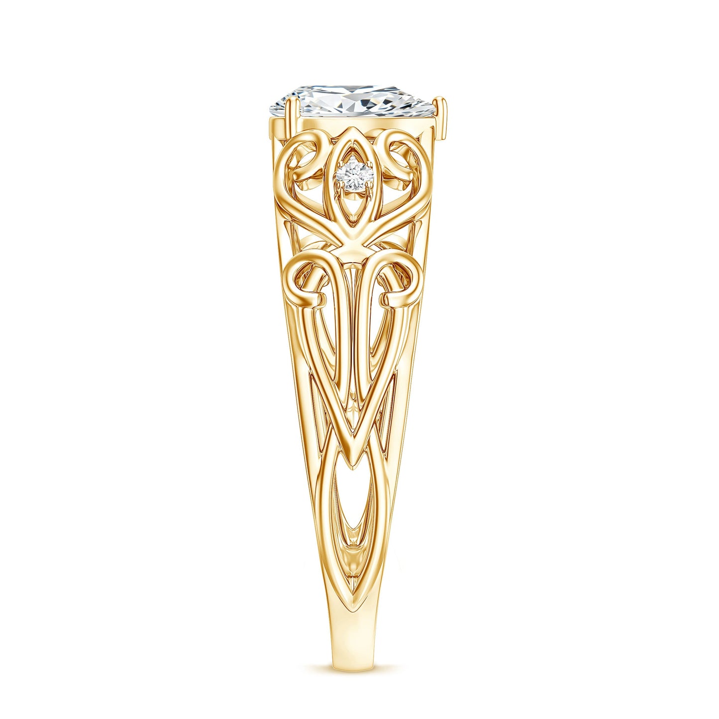 Pear Shaped Lab Created Diamond Solitaire Filigree Ring