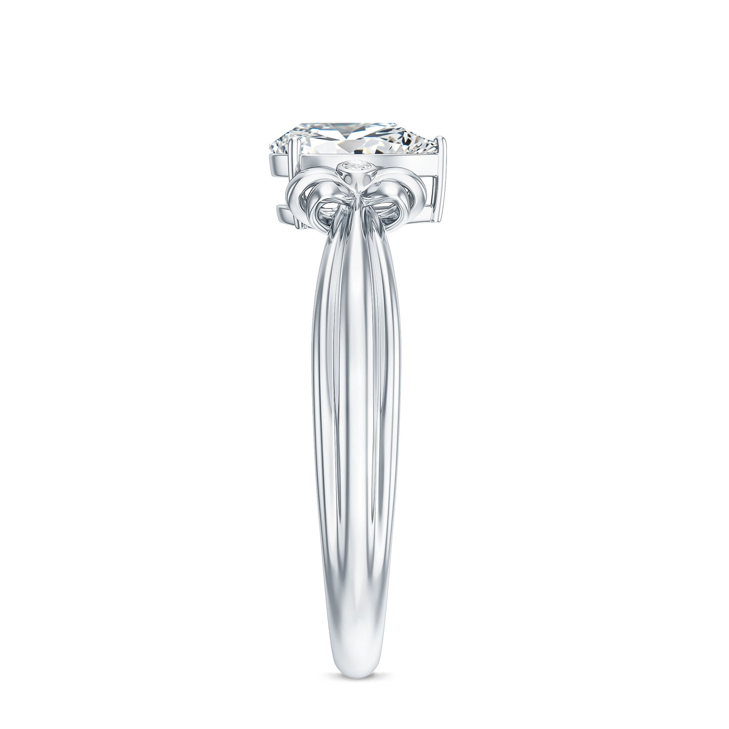 Pear Cut Lab Grown Diamond Solitaire Engagement Ring with Bow