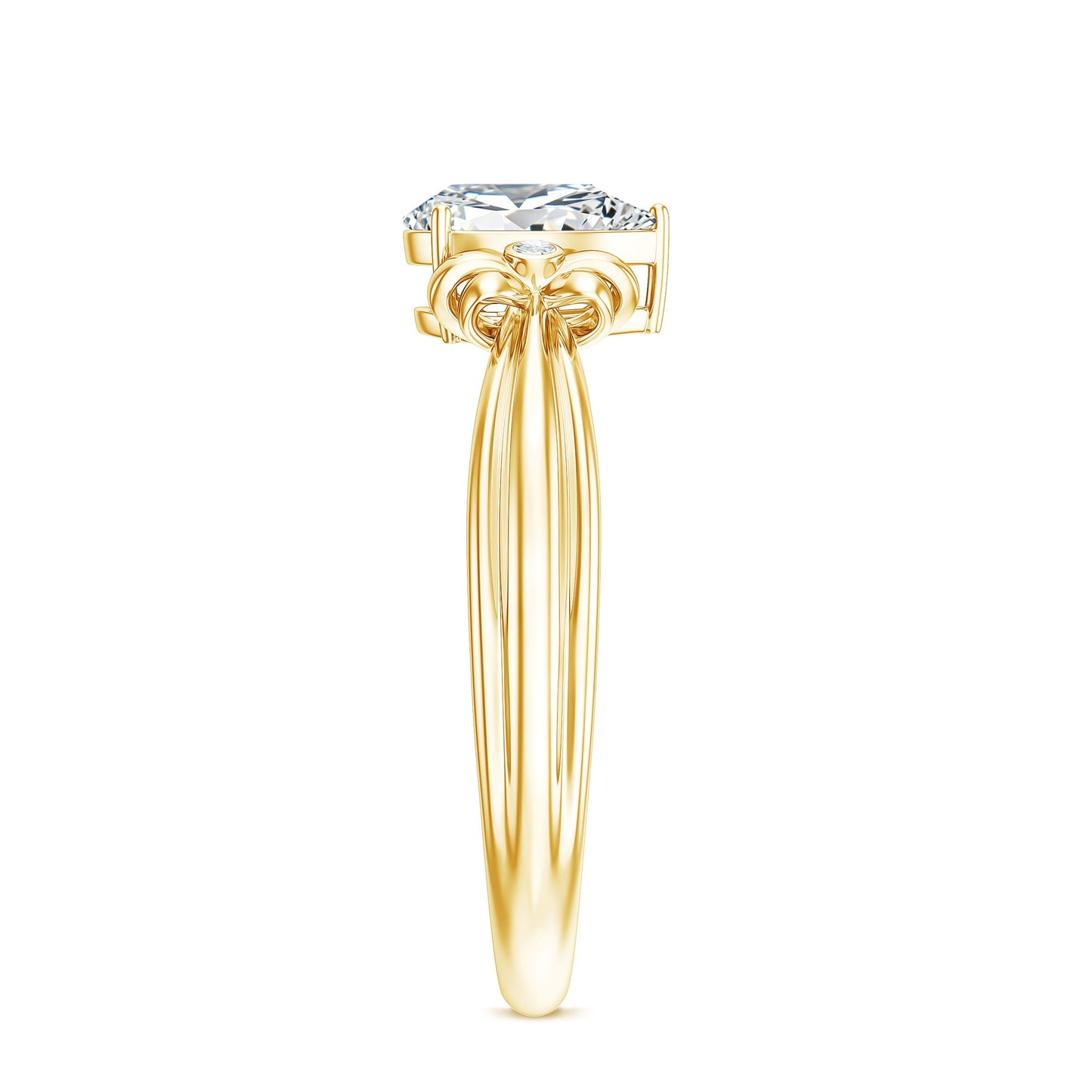 Pear Cut Lab Grown Diamond Solitaire Engagement Ring with Bow