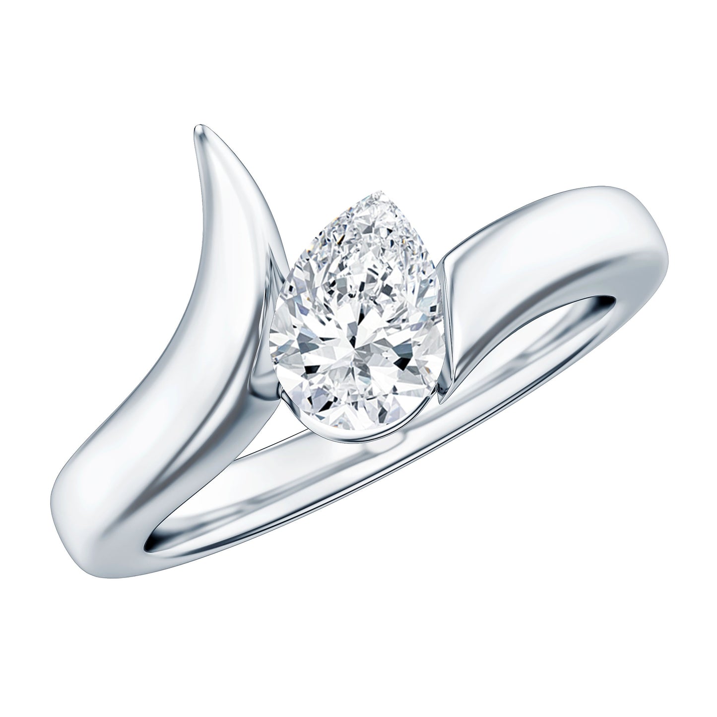 Pear Shape Lab Grown Diamond Solitaire Bypass Ring