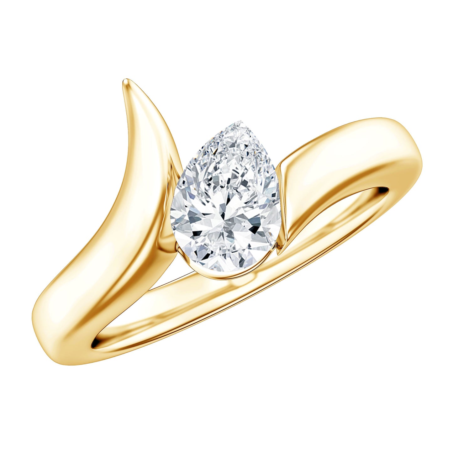 Pear Shape Lab Grown Diamond Solitaire Bypass Ring